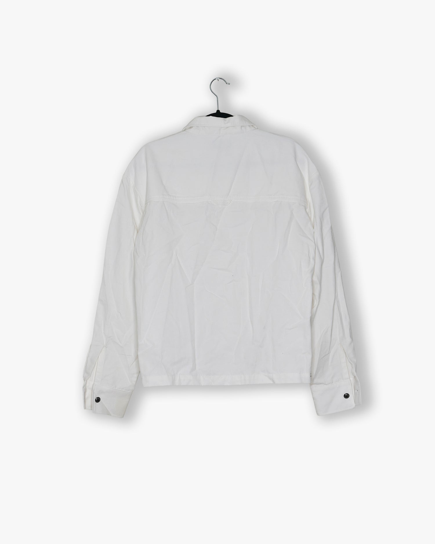 [#177] : Cropped Long Sleeve Button Up - White - M