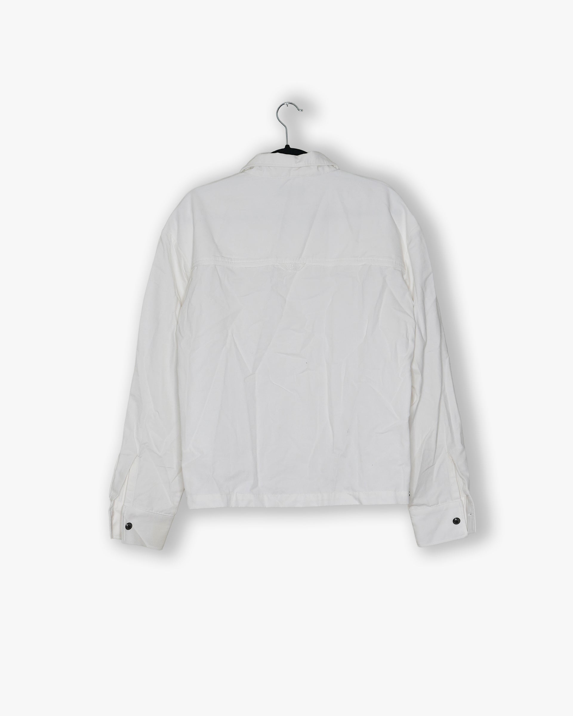 [#177] : Cropped Long Sleeve Button Up - White - M