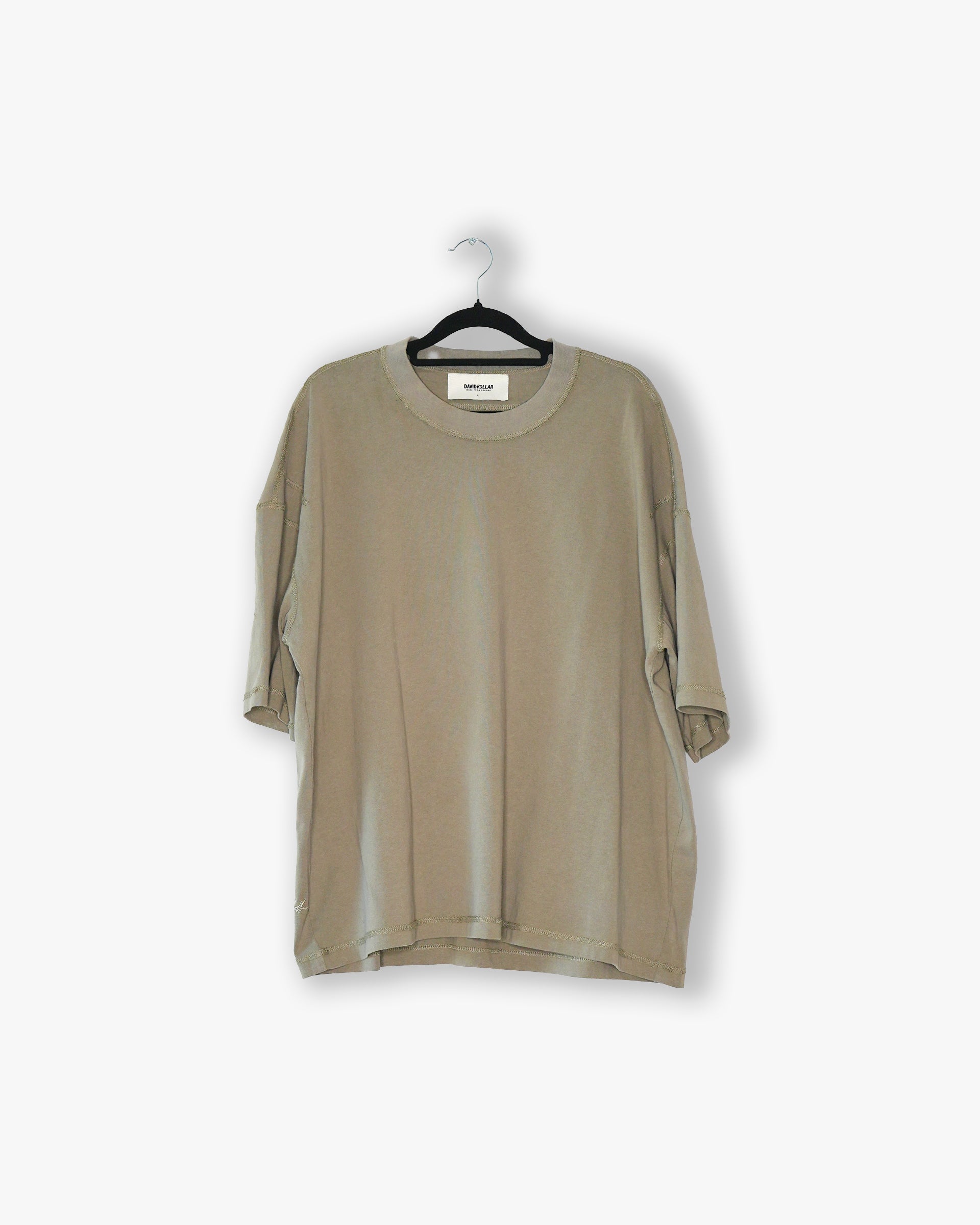 [#17] : Cropped Oversized T-Shirt – Taupe – L