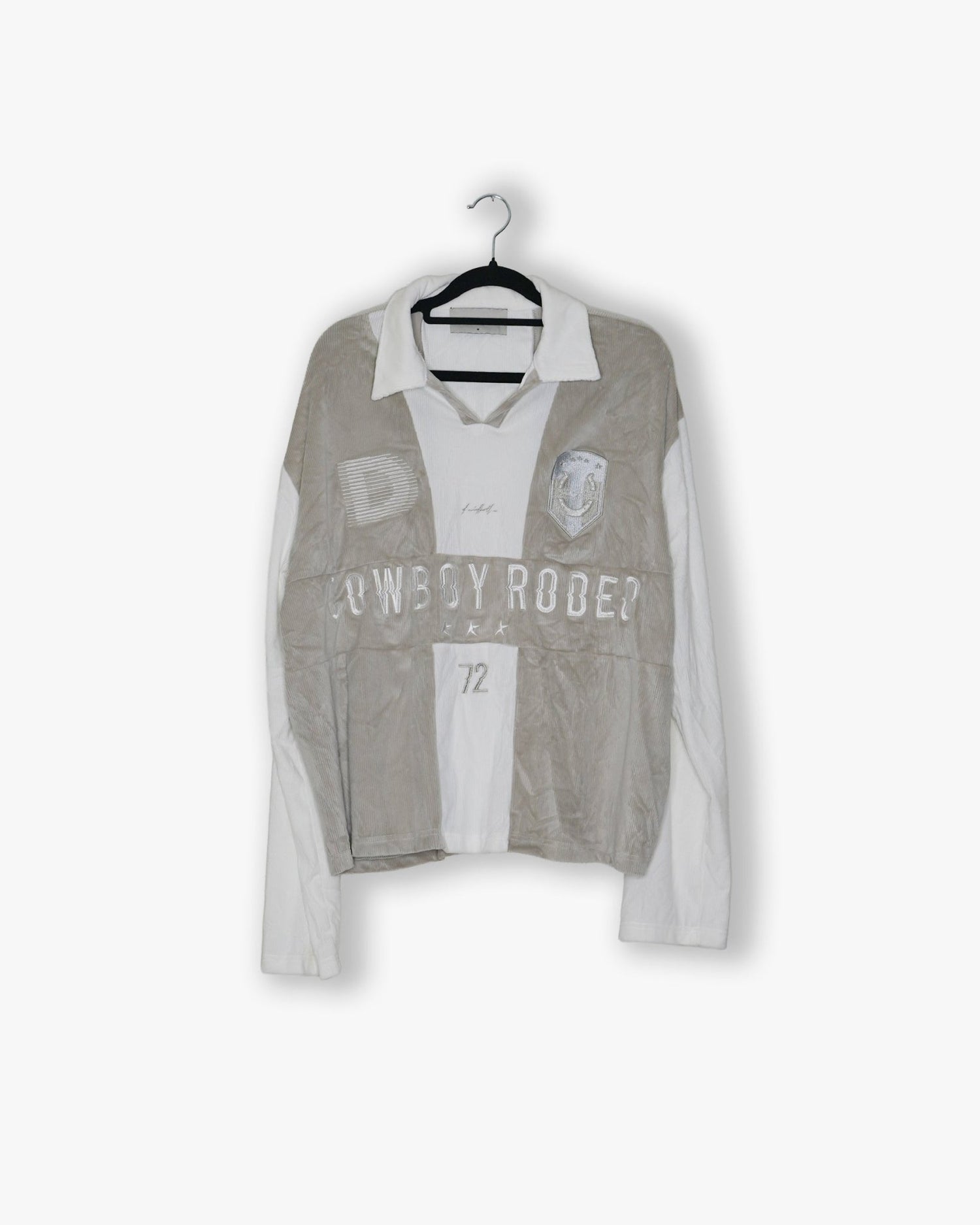 [181] : Soccer Longsleeve Polo Shirt - White/Tan - M - BDK