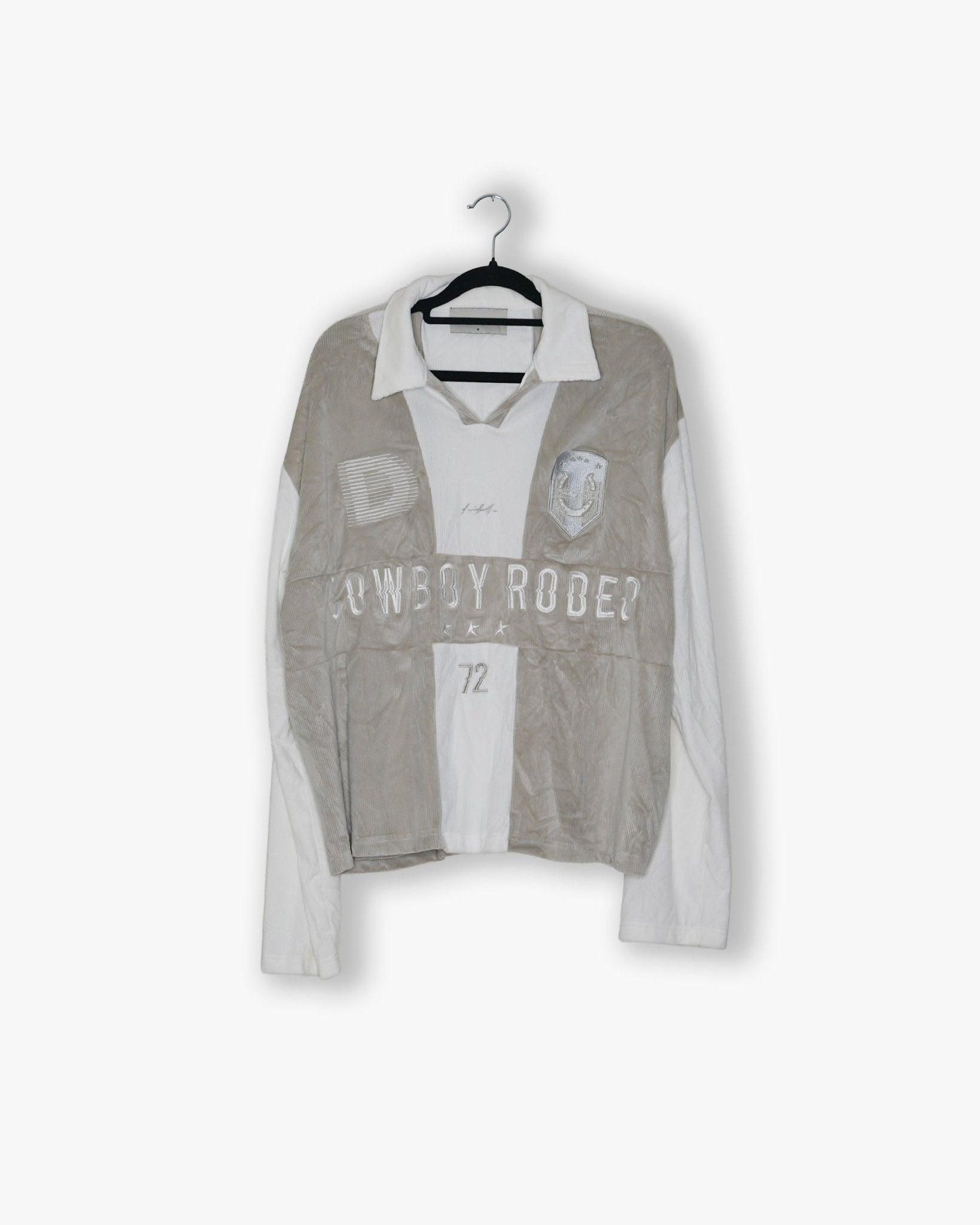 [181] : Soccer Longsleeve Polo Shirt - White/Tan - M - BDK