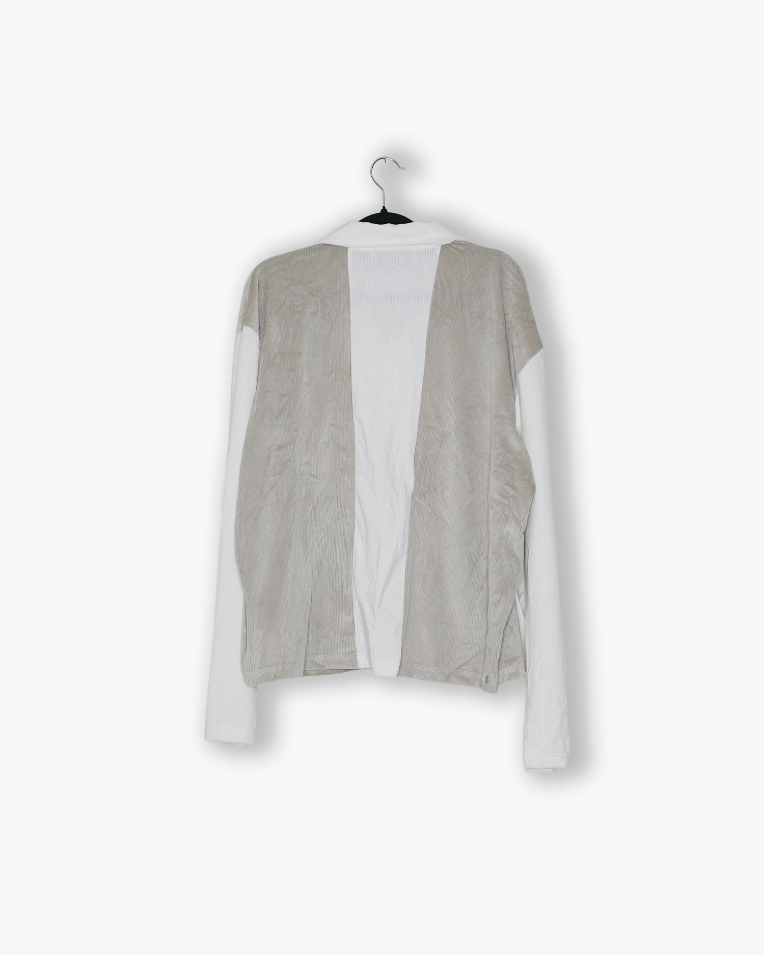 [#181] : Soccer Longsleeve Polo Shirt - White/Tan - M