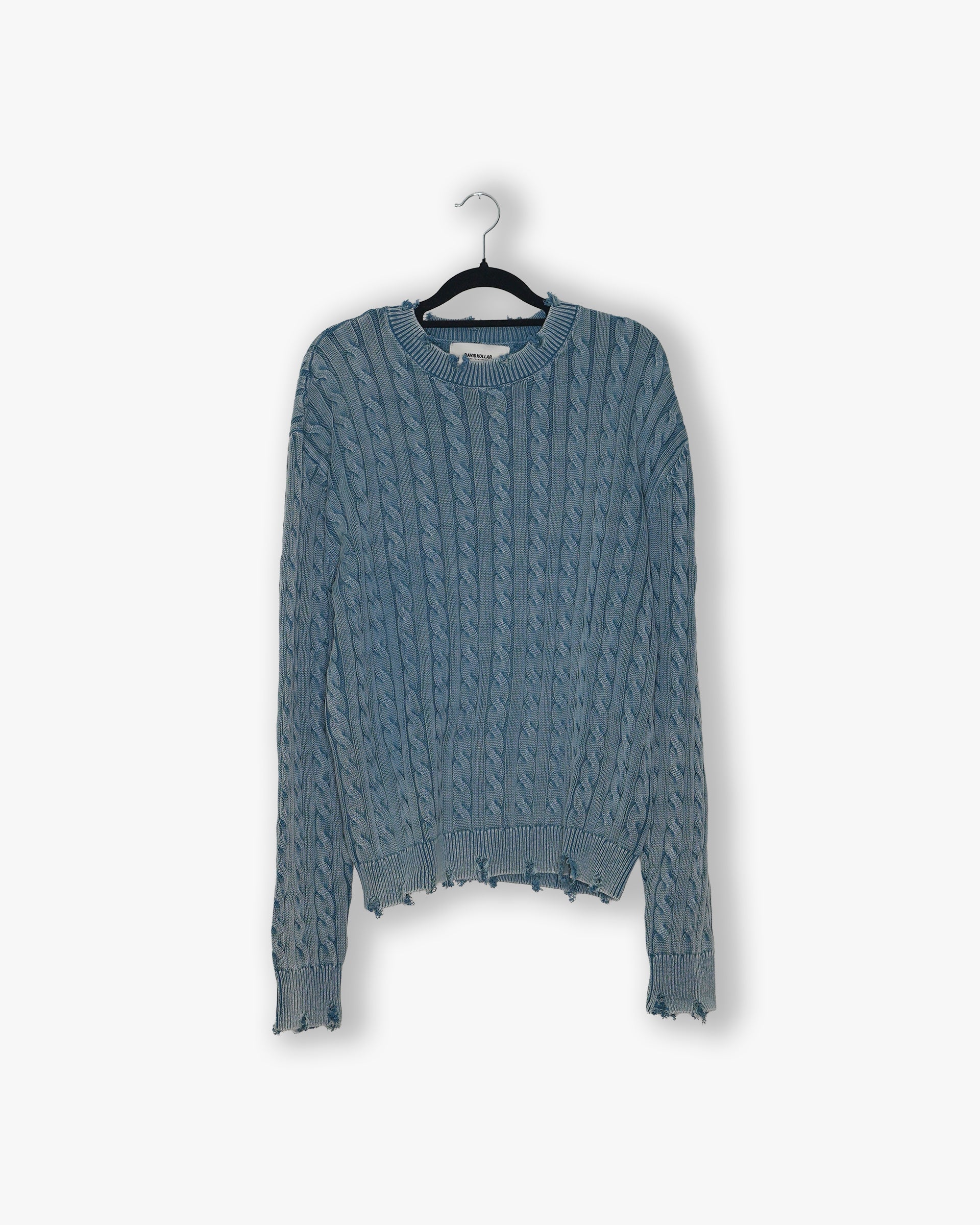 [#186] : Light Weight Knotted Knit Sweater - Cobalt Blue - M