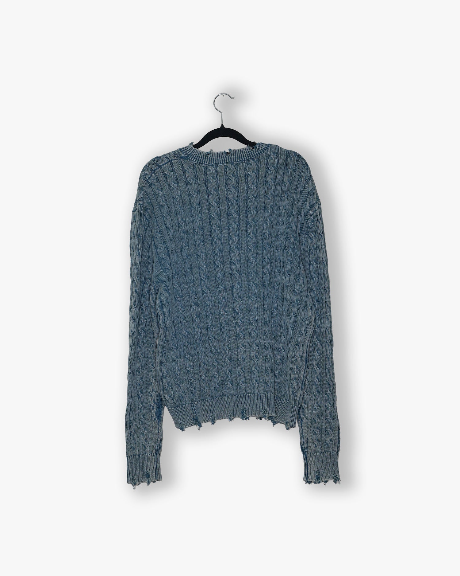 [#186] : Light Weight Knotted Knit Sweater - Cobalt Blue - M