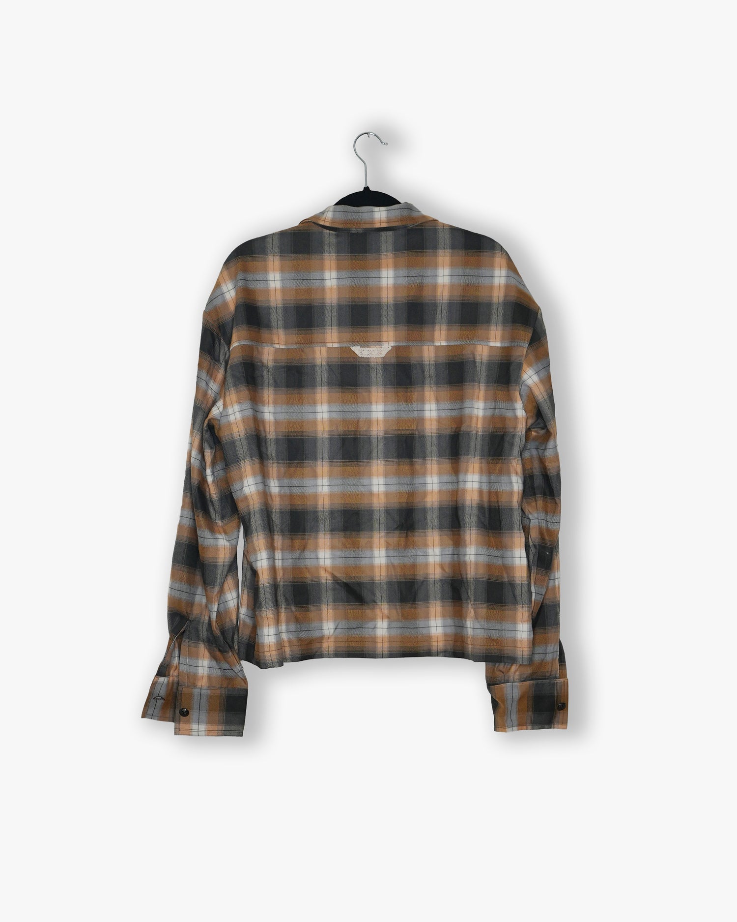 [#195] : Longsleeve Button Up Shirt - Orange Plaid - L