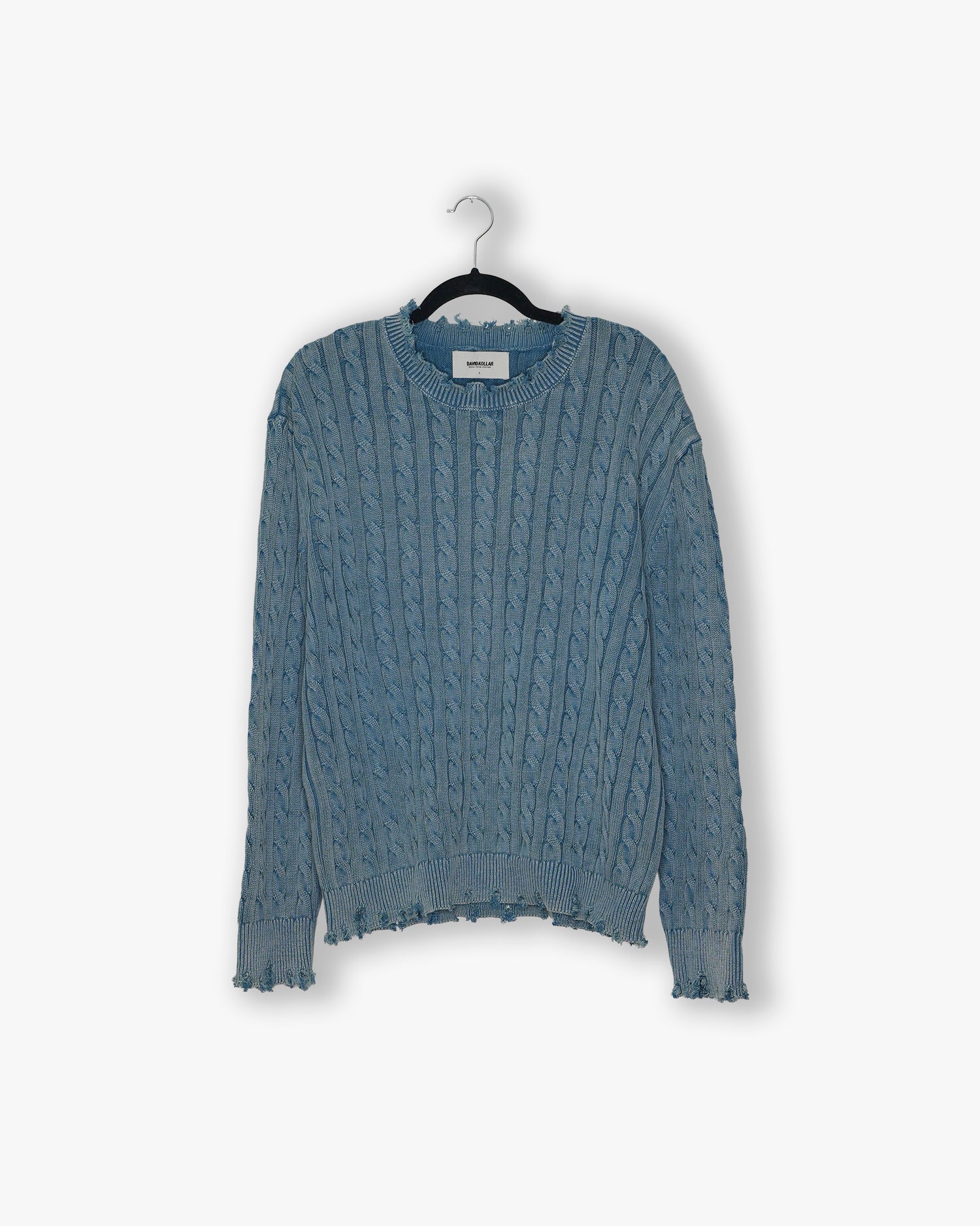 [#197] : Light Weight Knotted Knit Sweater - Cobalt Blue - L