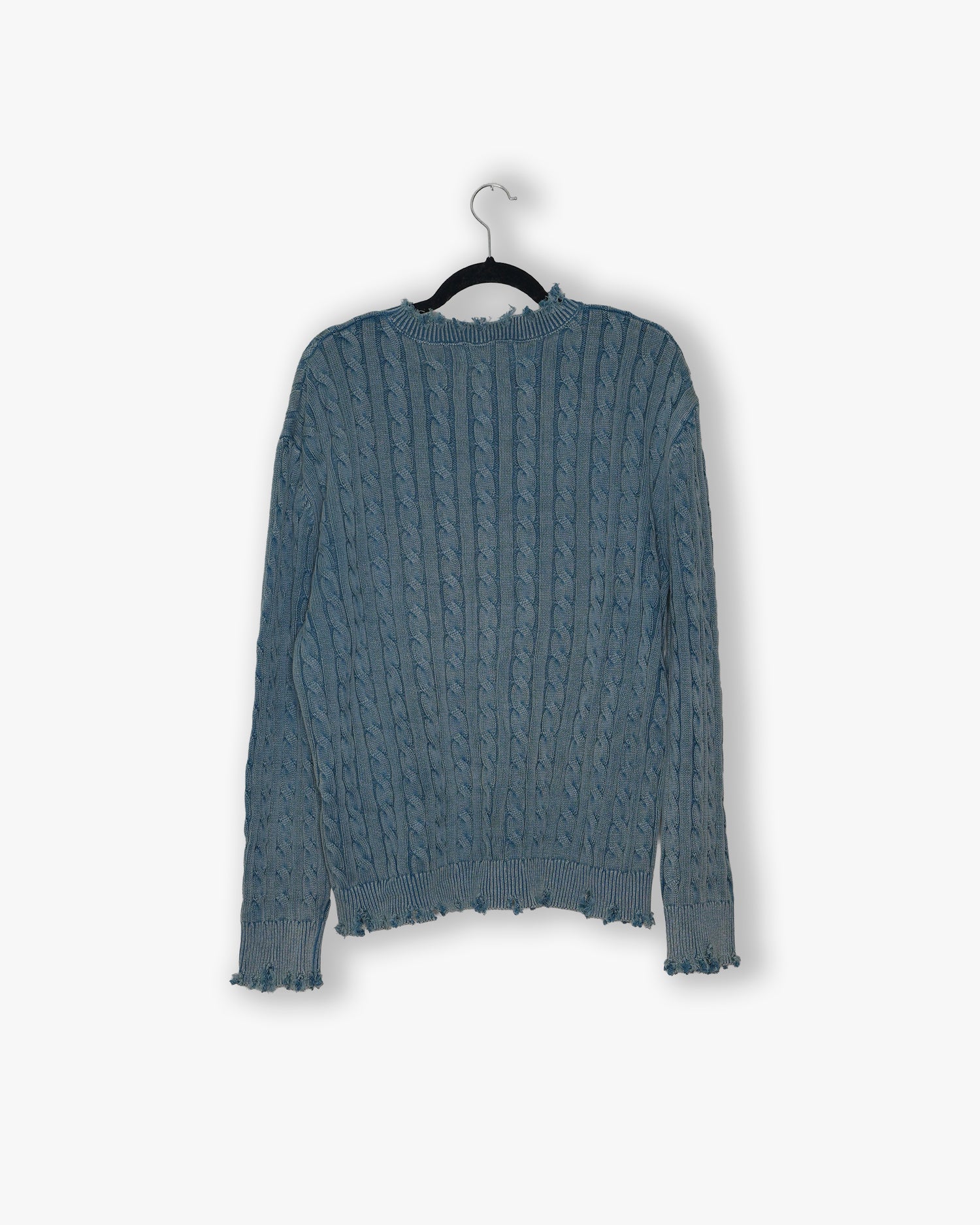[#197] : Light Weight Knotted Knit Sweater - Cobalt Blue - L