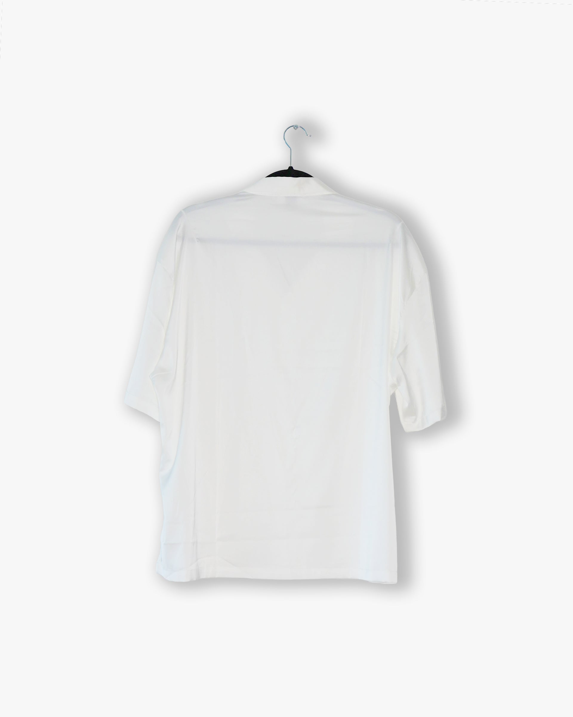 [#19] : Silk Short Sleeve Button Up Shirt – White – L