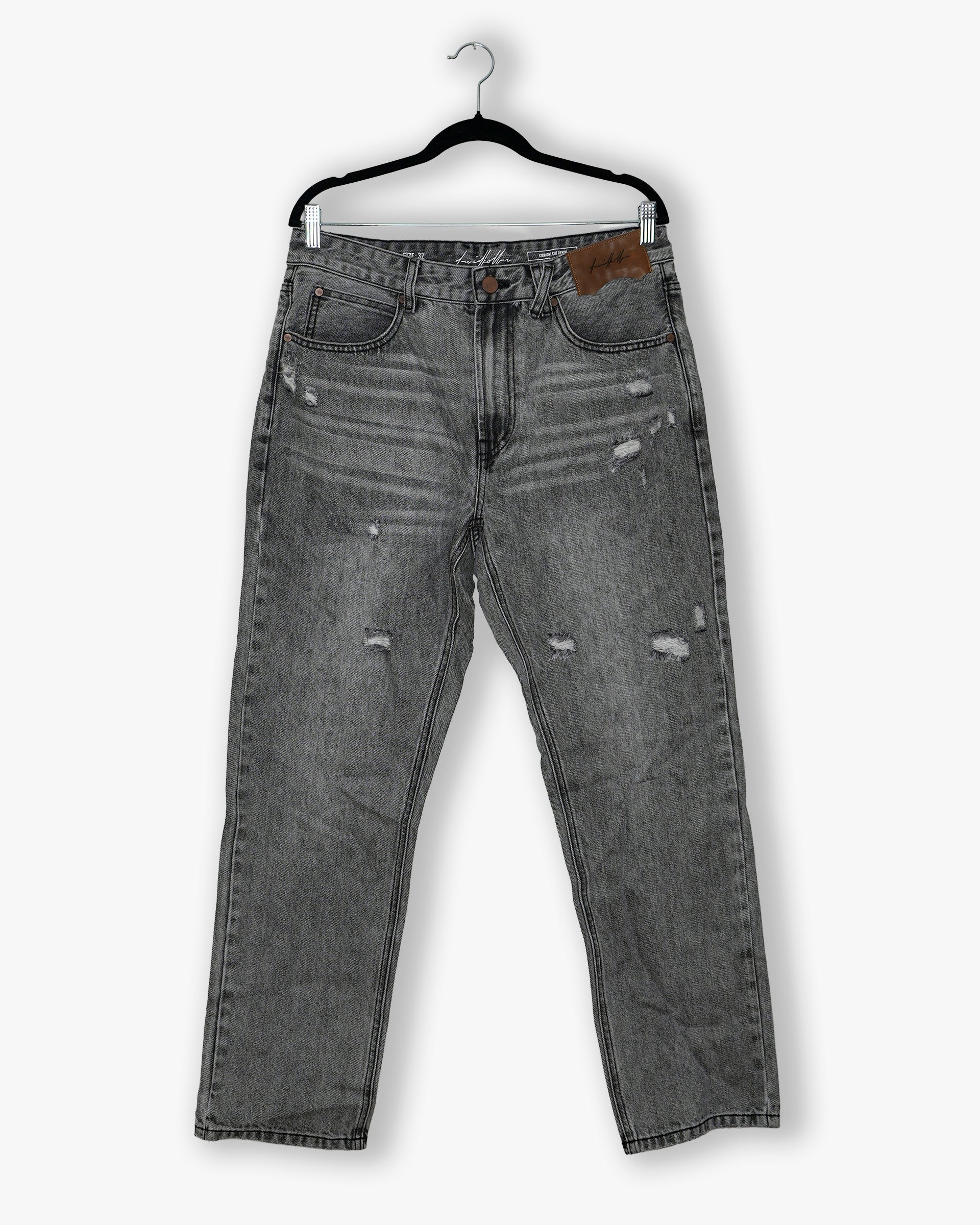 [#207] : Straight Fit Denim - Whisker Grey - 32