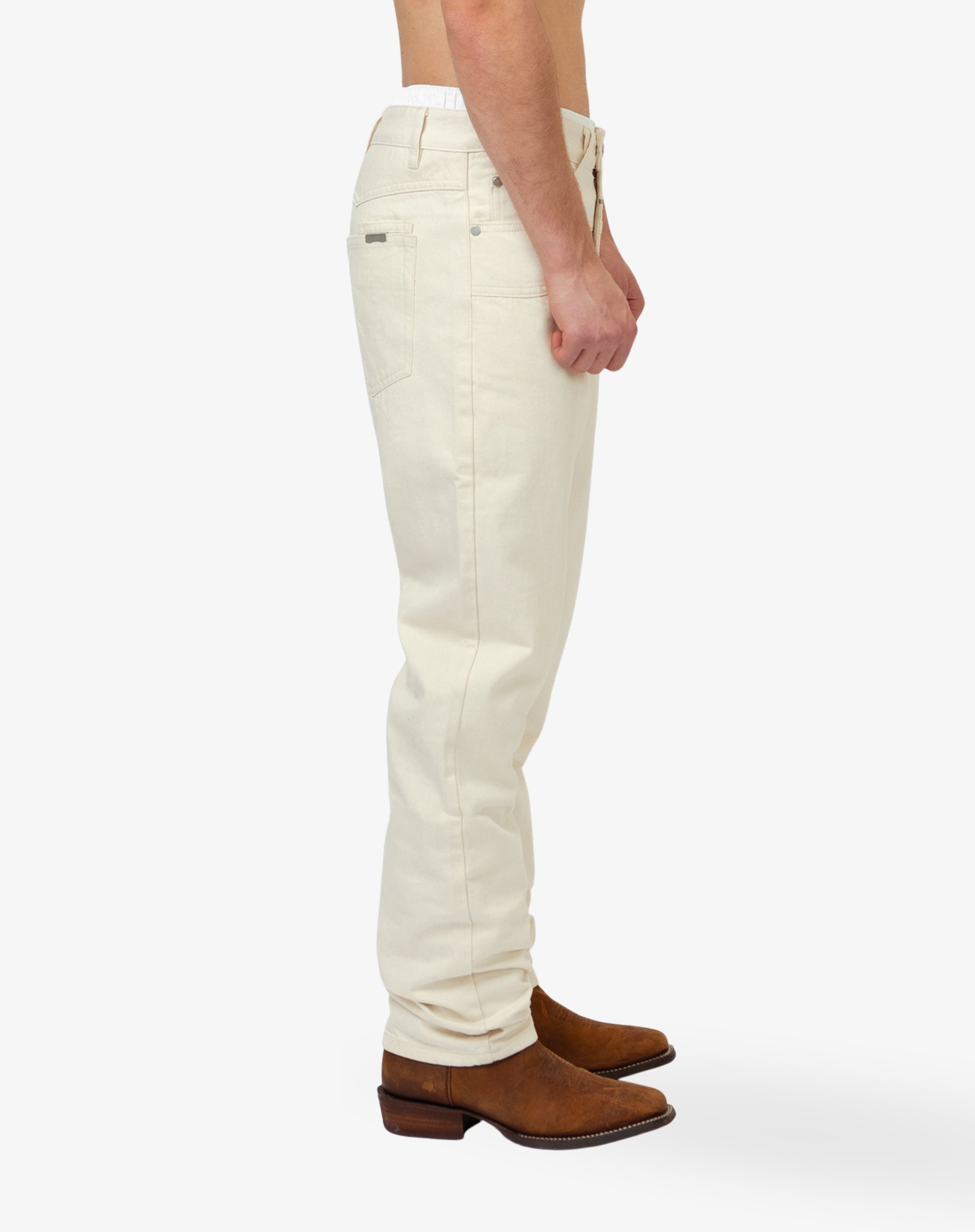 Straight Cut Denim: Cowboy Off White