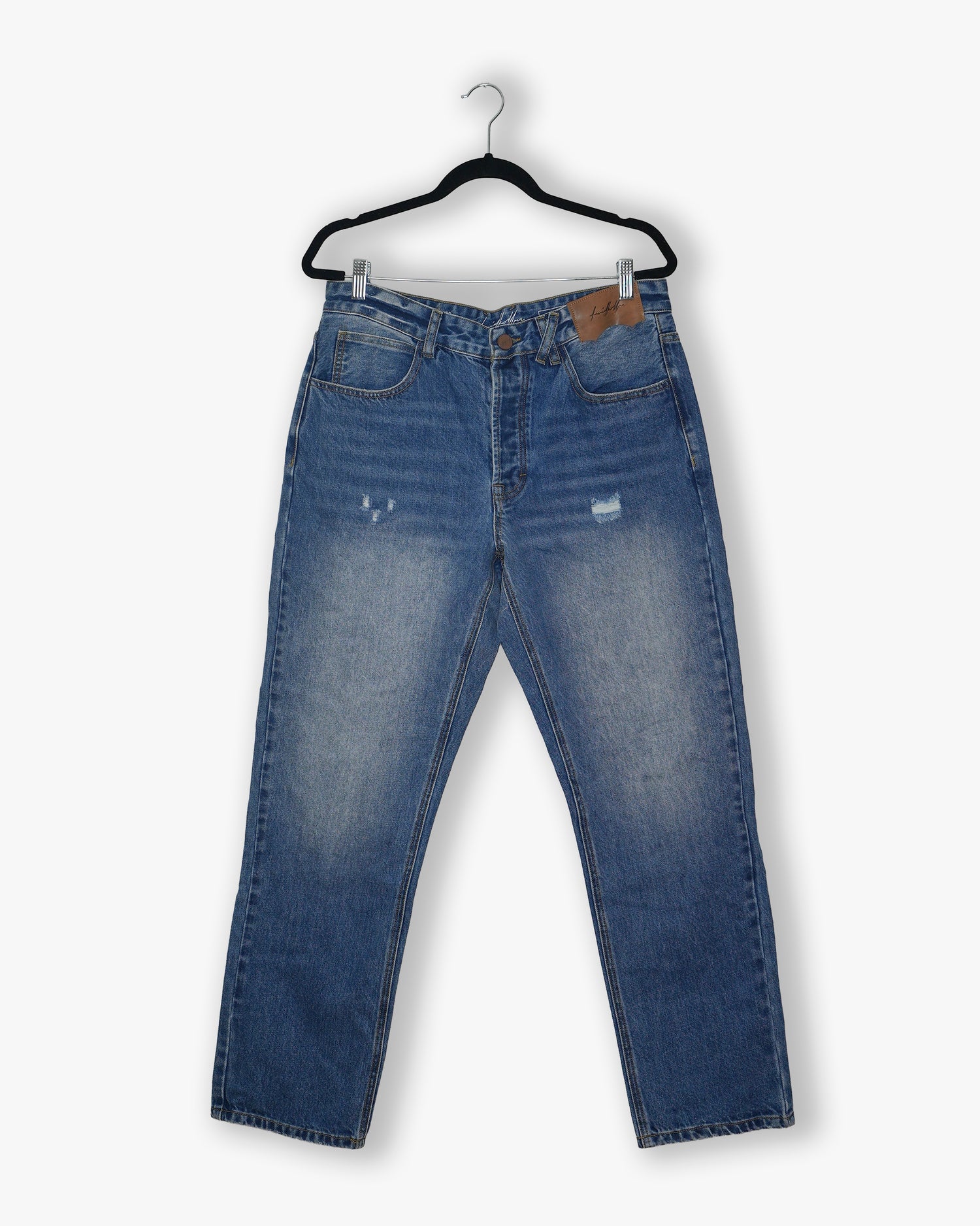 [#214] : Straight Fit Denim - Whisker Deep Blue - 32
