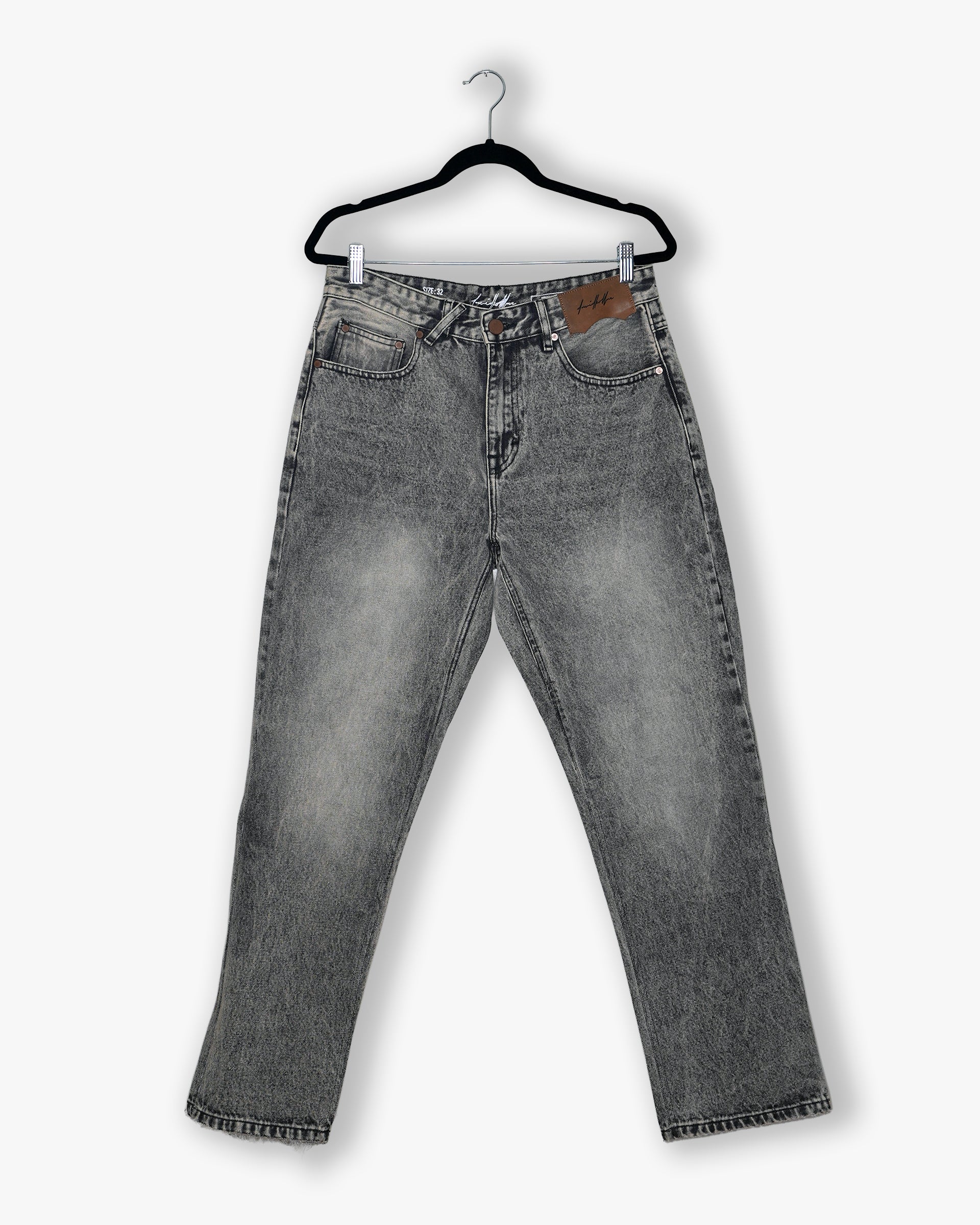 [#217] : Straight Fit Denim - Whisker Classic Grey - 32