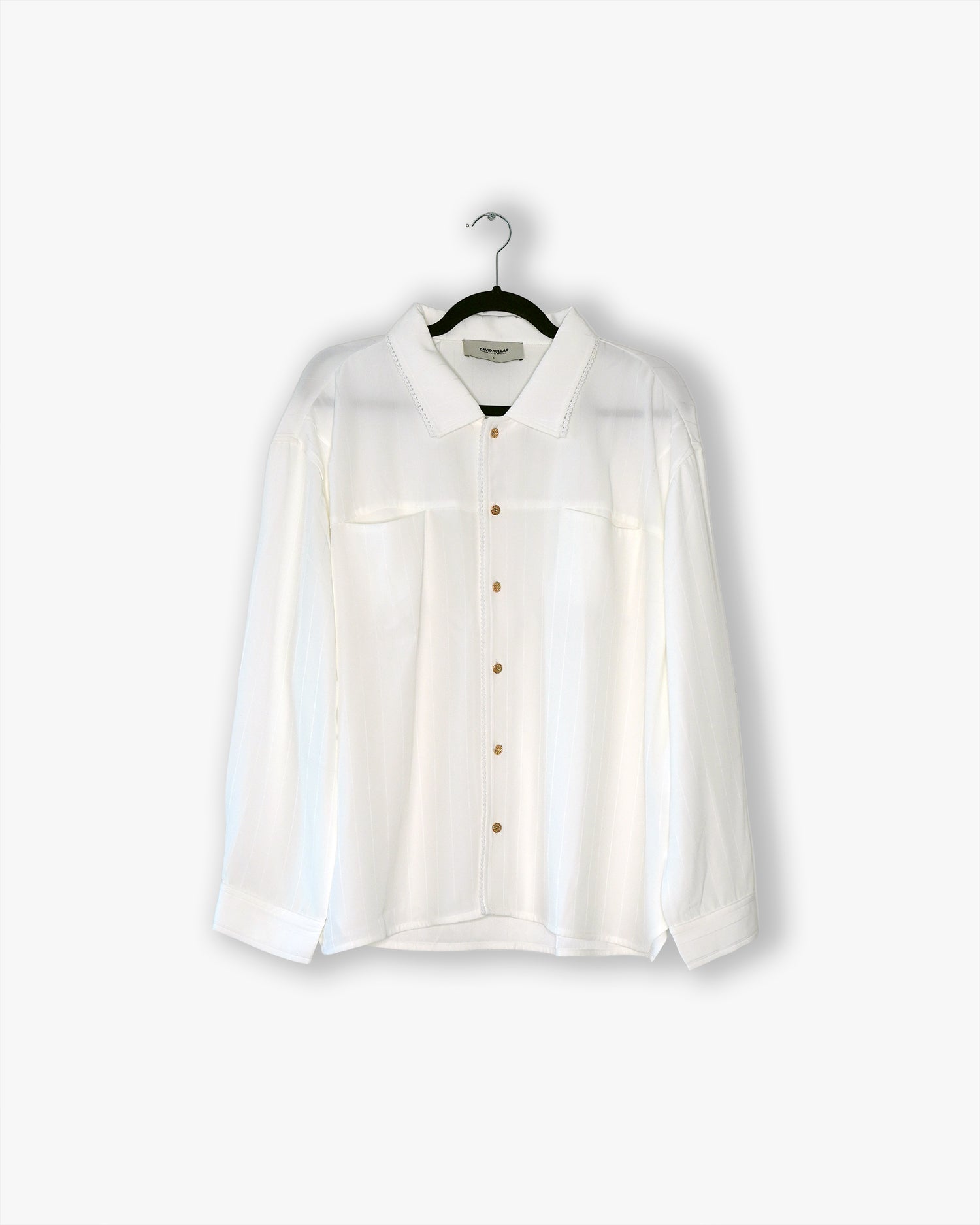 [#25] : Tonal Pinstripe Longsleeve Button Up – White – M
