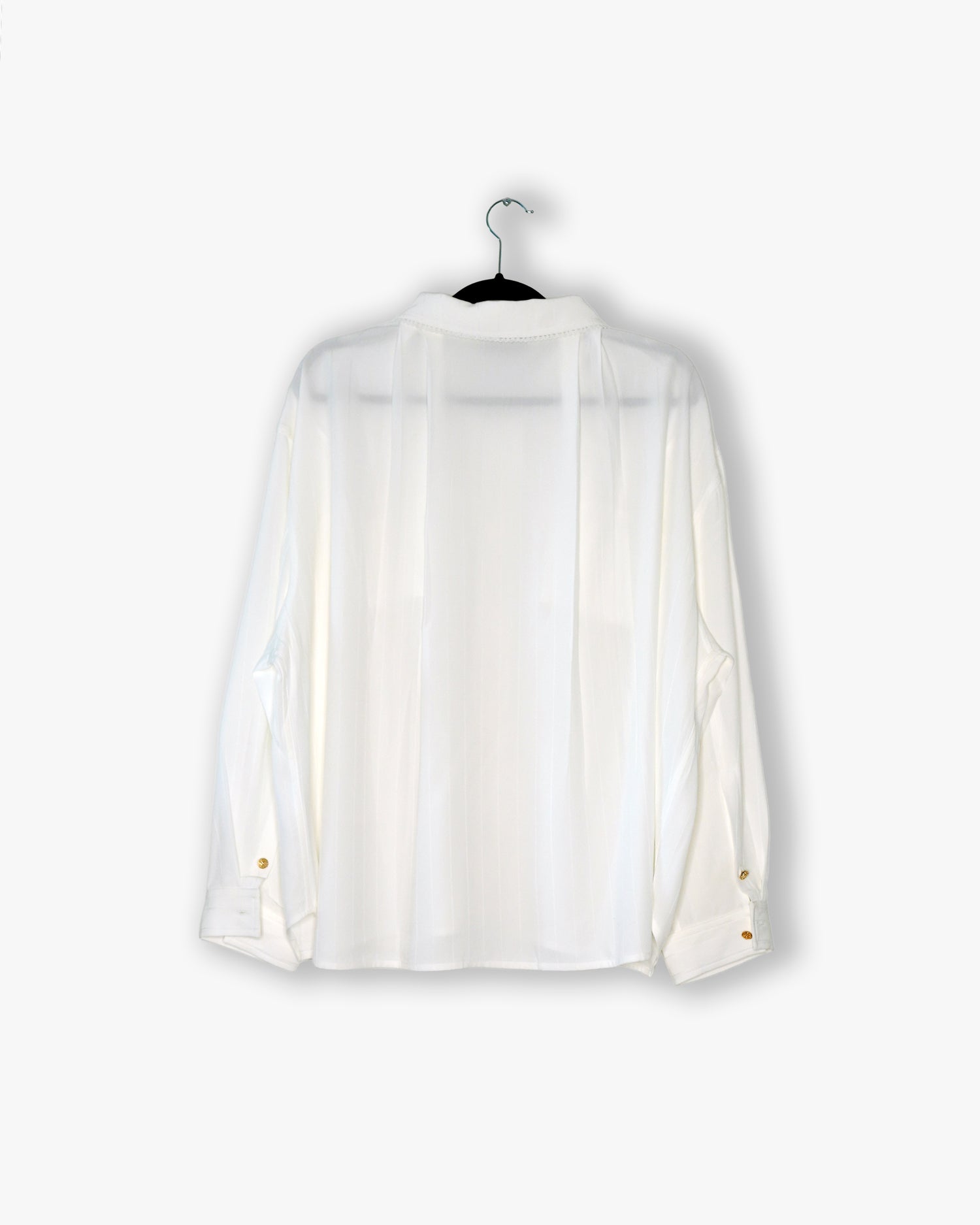 [#25] : Tonal Pinstripe Longsleeve Button Up – White – M