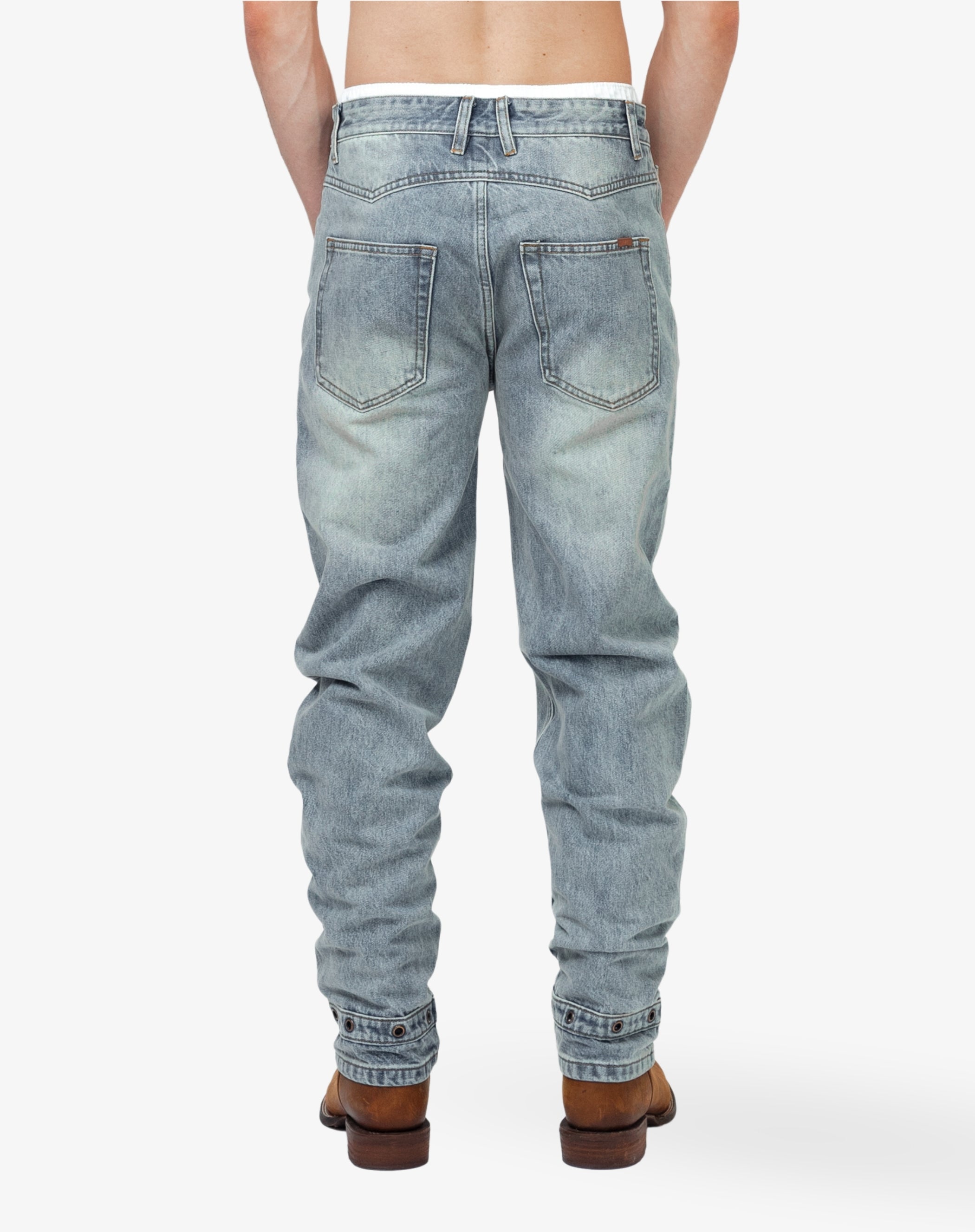 Straight Cut Denim: Eyelet Signature Blue