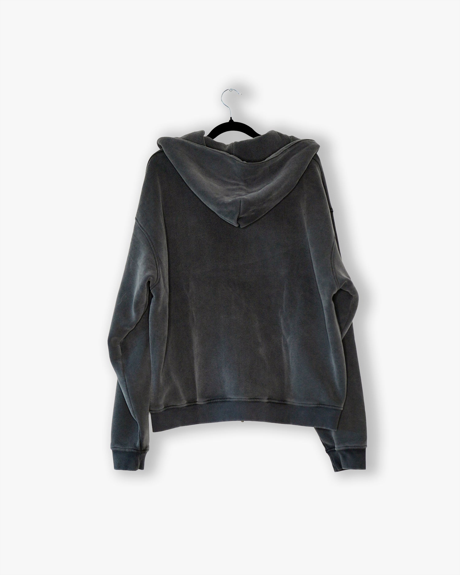 [#29] : Cropped Oversized Zip Up Hoodie – Vintage Black – L