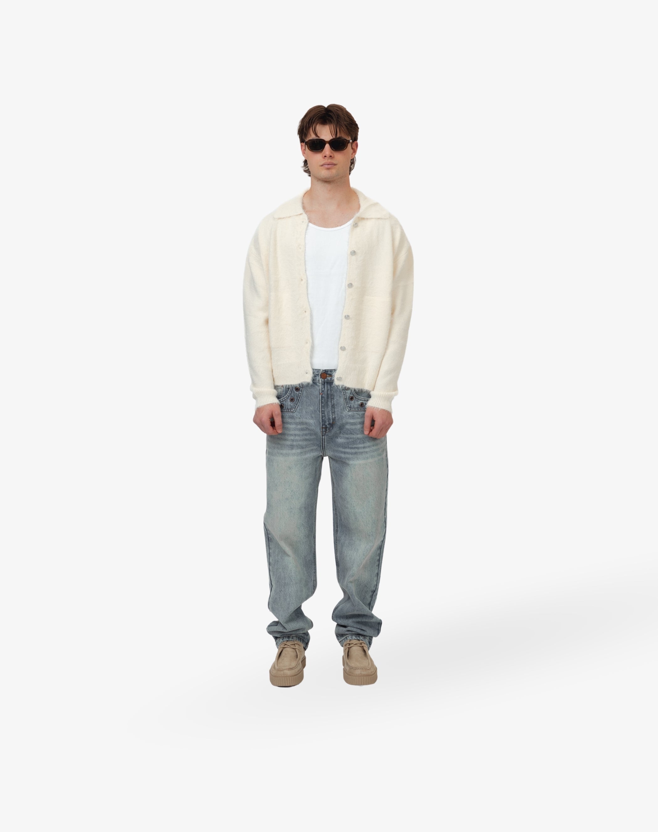 Straight Cut Denim: Eyelet Signature Blue
