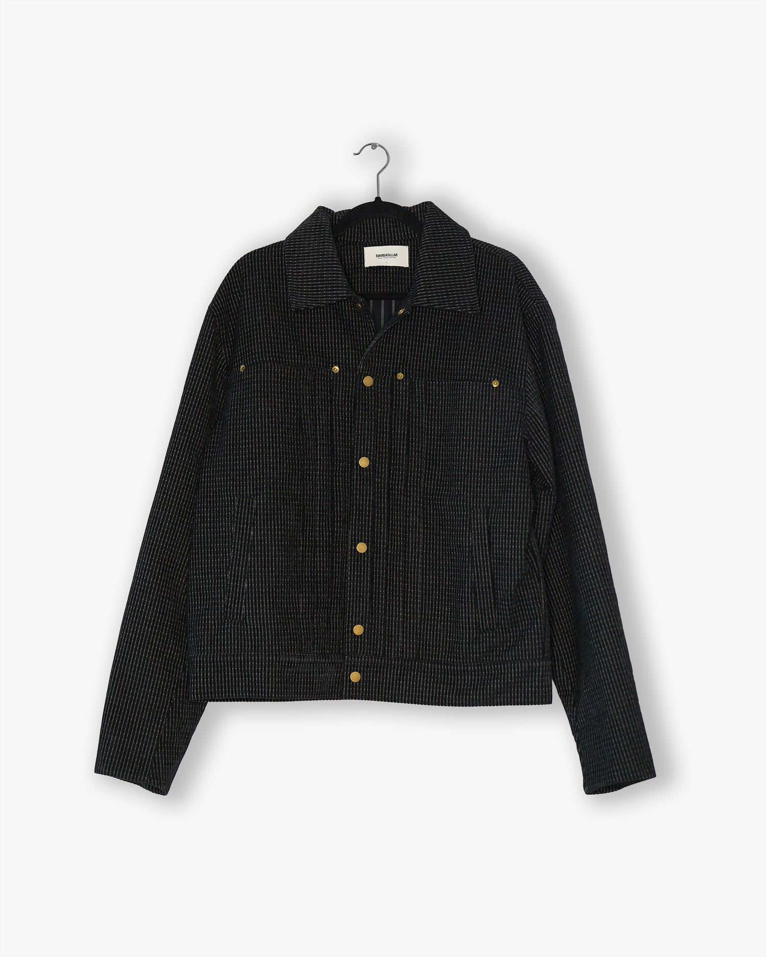 [#39] : Pleated Denim Trucker Jacket – Black – L