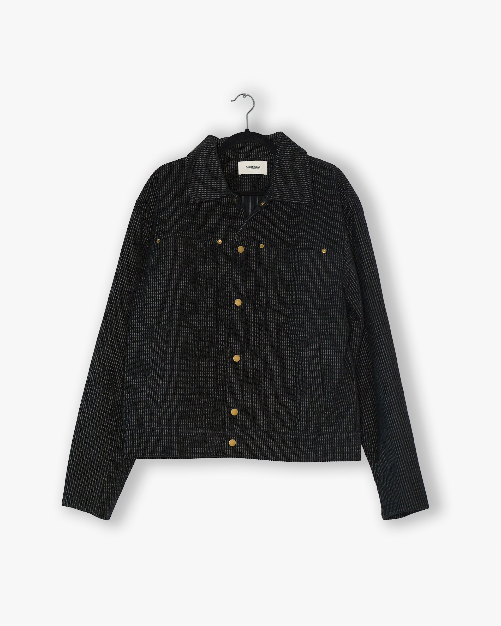 [#39] : Pleated Denim Trucker Jacket – Black – L