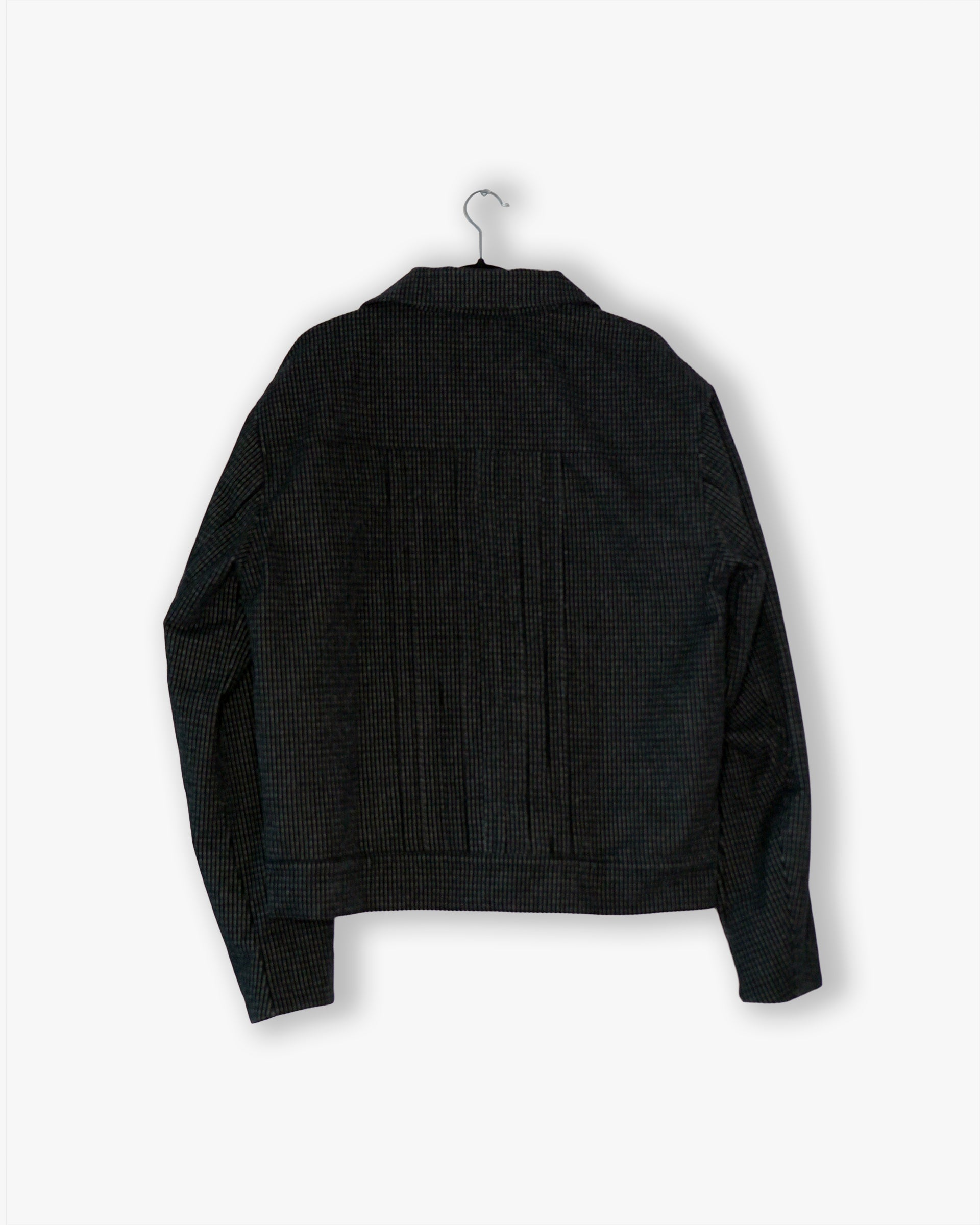 [#39] : Pleated Denim Trucker Jacket – Black – L