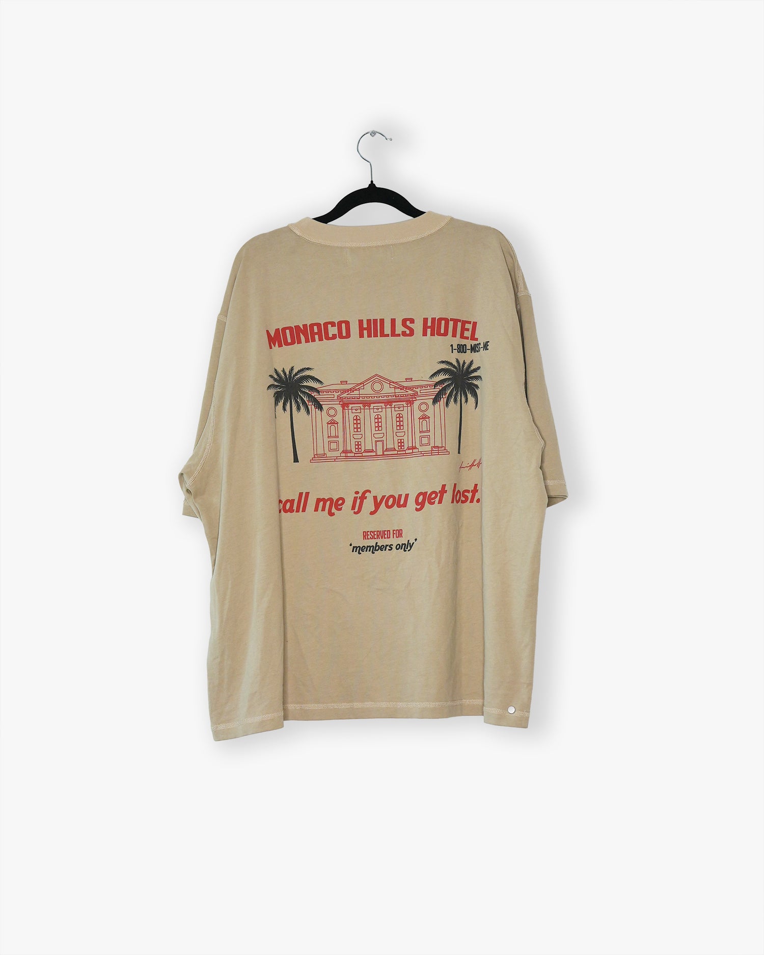 [#41] : Monaco Hills Cropped Vintage Oversized Tee – Tan – L