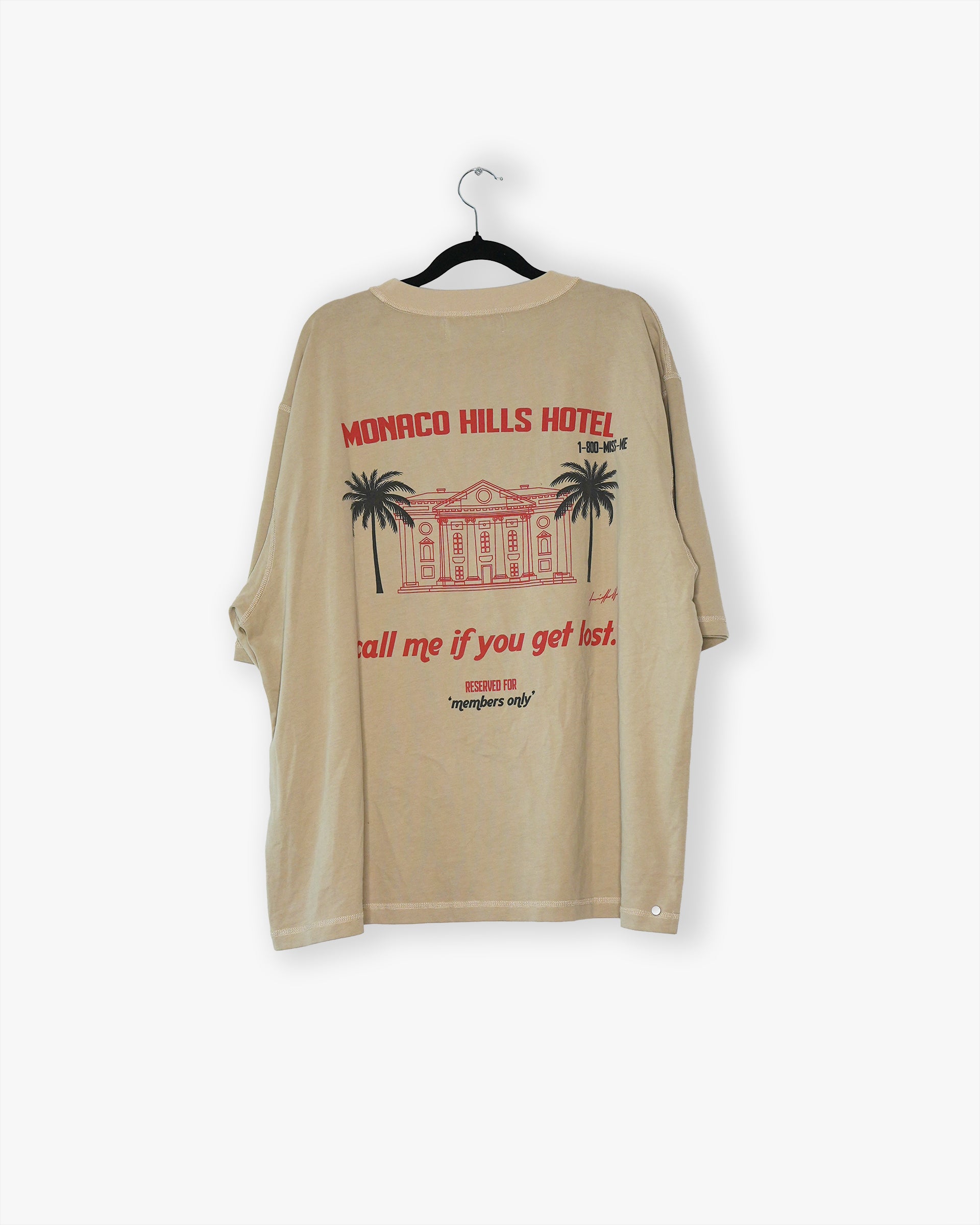 [#41] : Monaco Hills Cropped Vintage Oversized Tee – Tan – L
