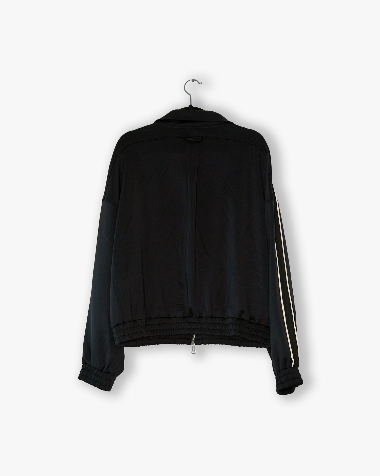 [#46] : Cropped Relaxed Track Jacket – Black – L