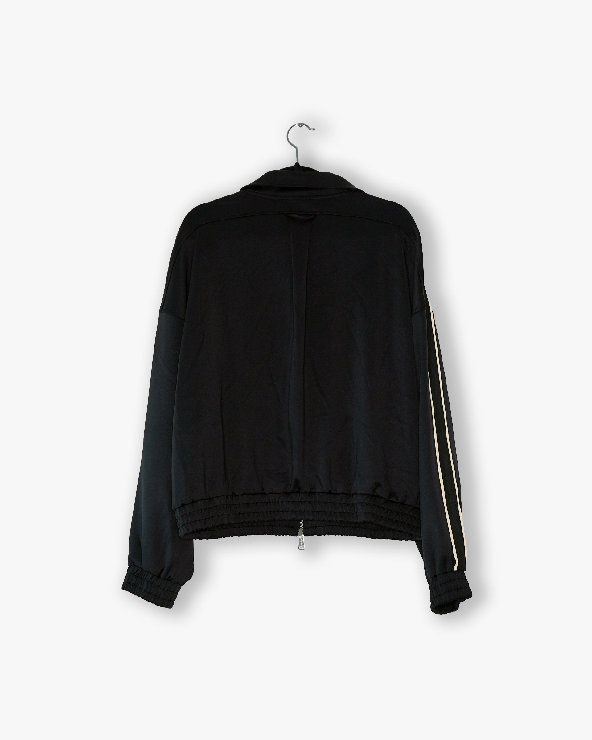 [#46] : Cropped Relaxed Track Jacket – Black – L