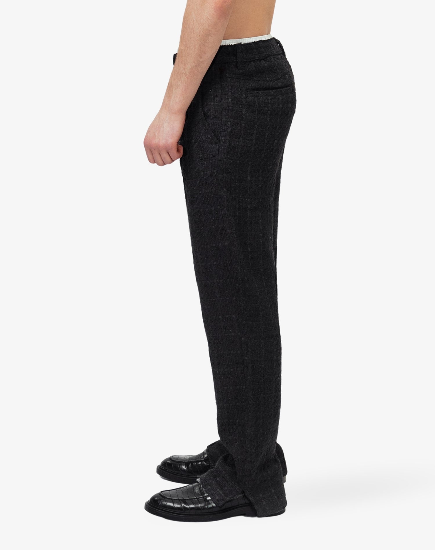 [#205] : Straight Trousers - Tweed Black - S