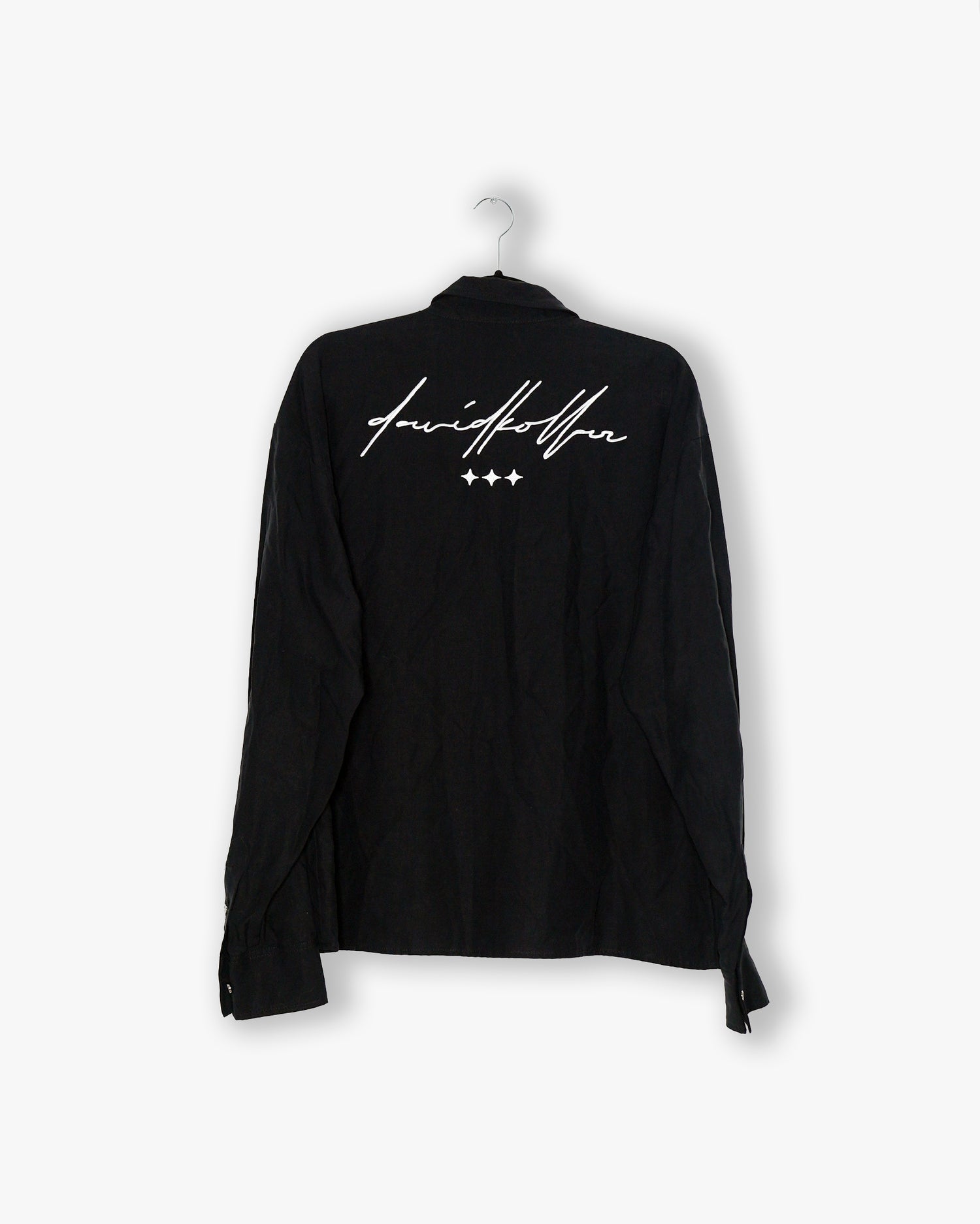 [#50] : Cropped Long Sleeve Button Up Shirt – Black – L