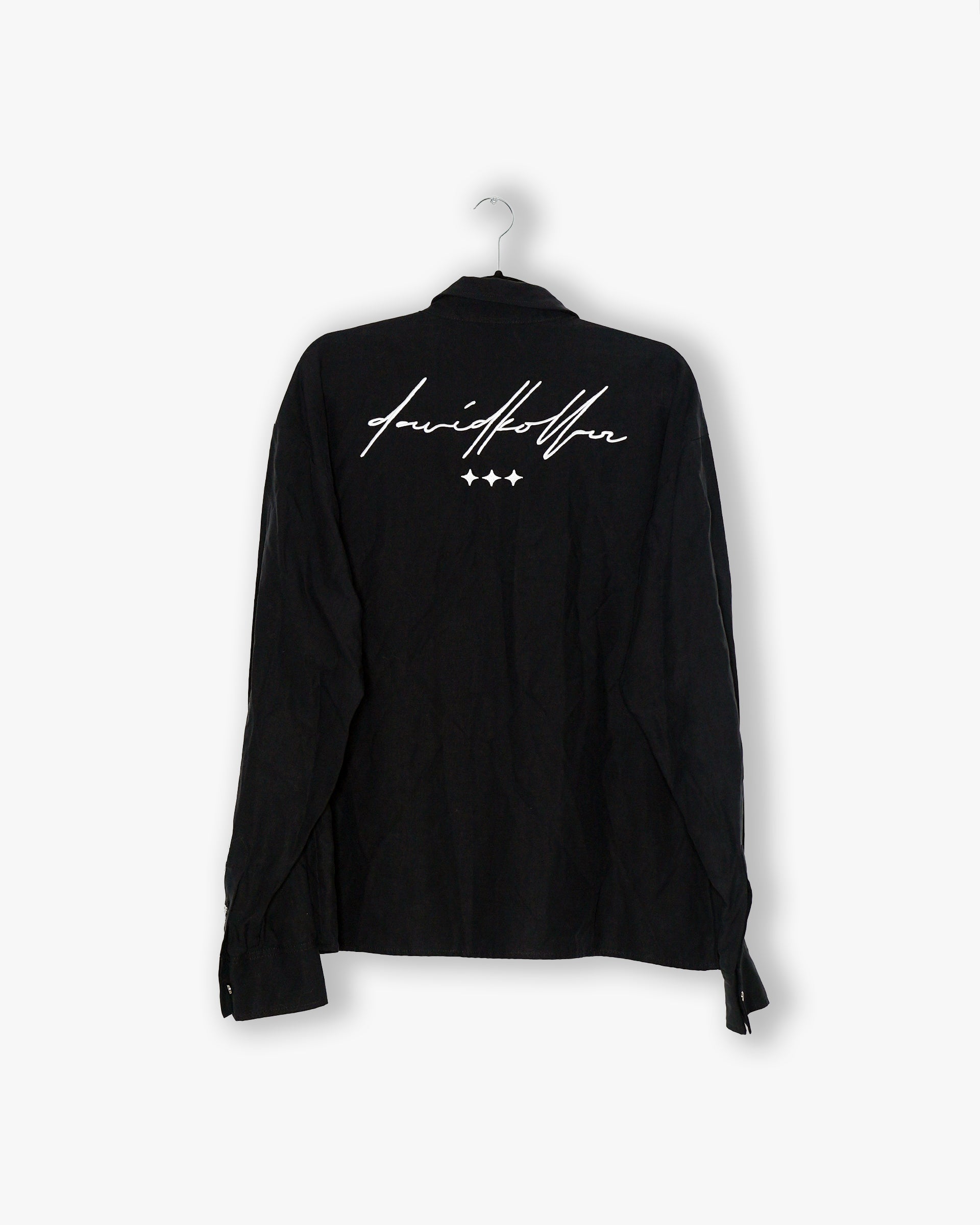 [#50] : Cropped Long Sleeve Button Up Shirt – Black – L
