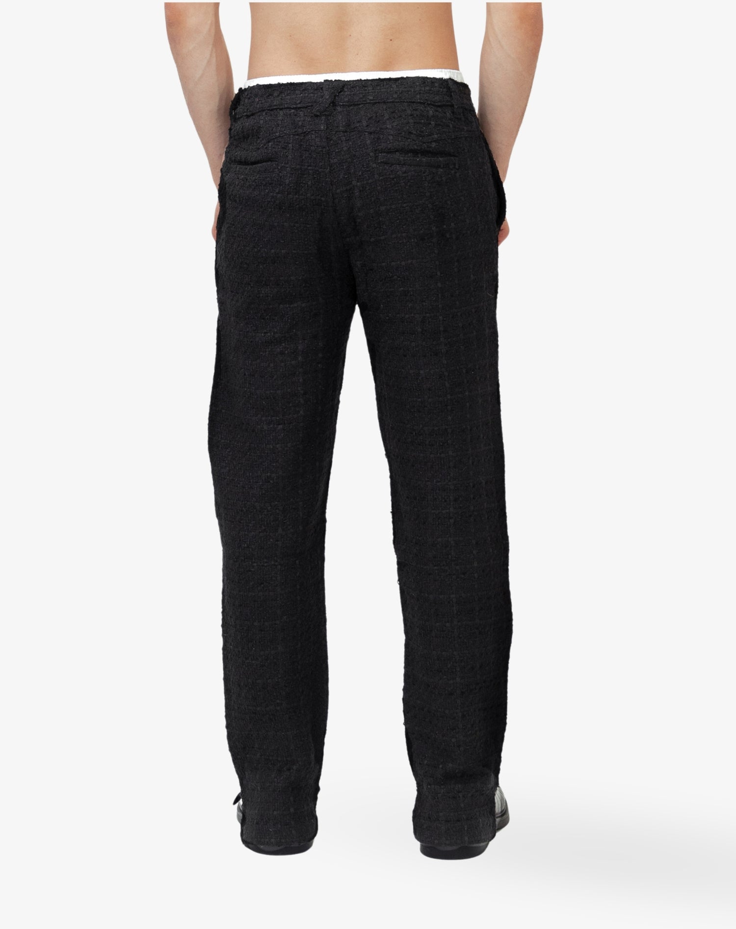 [#205] : Straight Trousers - Tweed Black - S