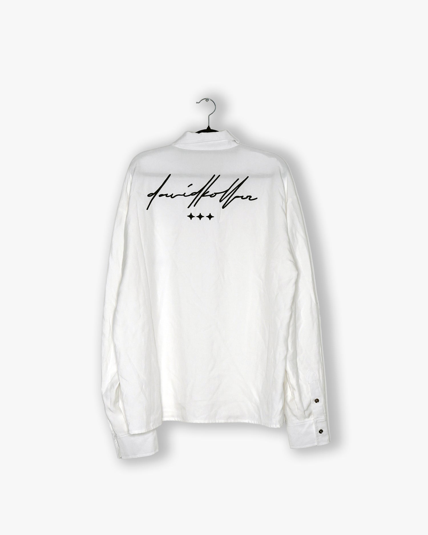 [#51] : Cropped Long Sleeve Button Up Shirt – White – L