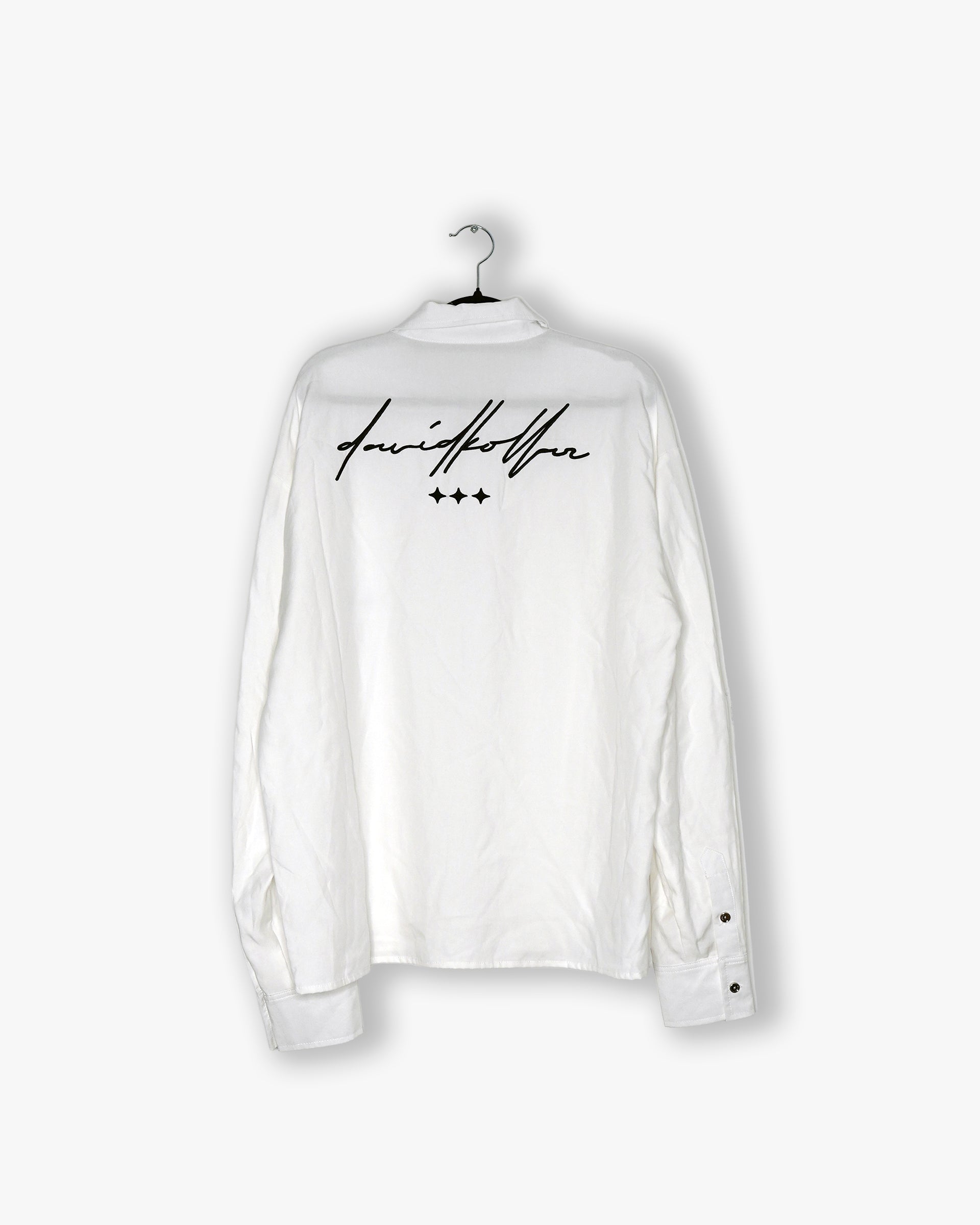 [#51] : Cropped Long Sleeve Button Up Shirt – White – L