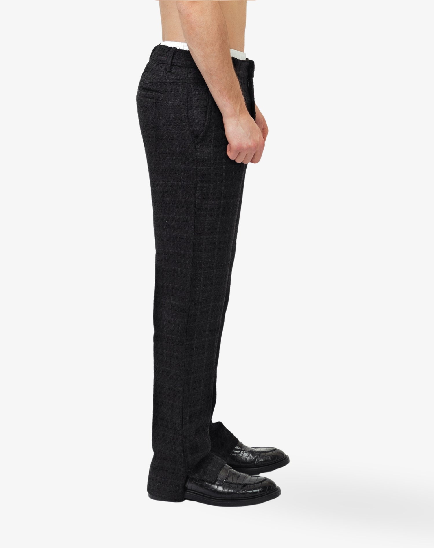 [#205] : Straight Trousers - Tweed Black - S