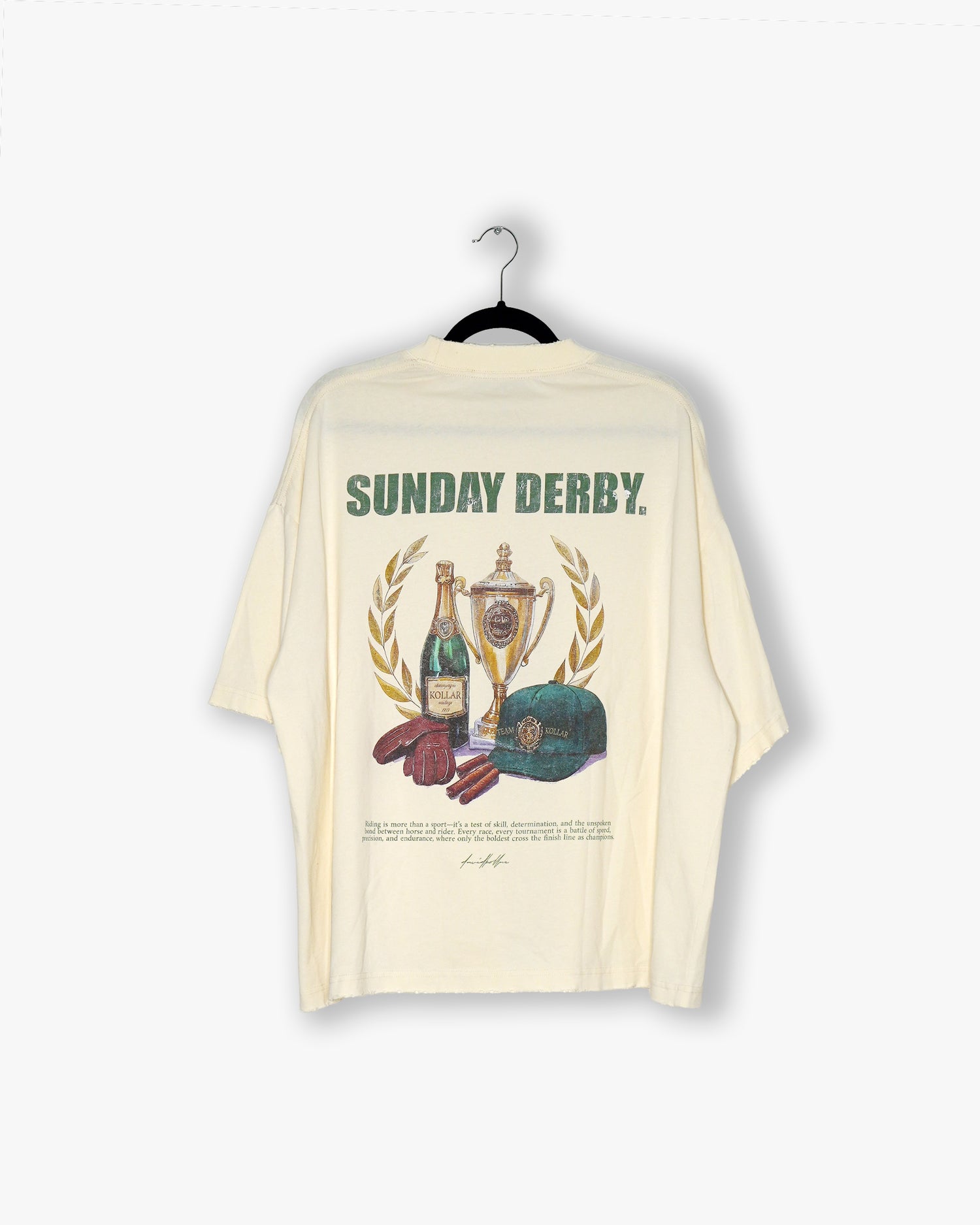 [#56] : Sunday Derby Cropped Vintage Oversized Tee – Off White – L