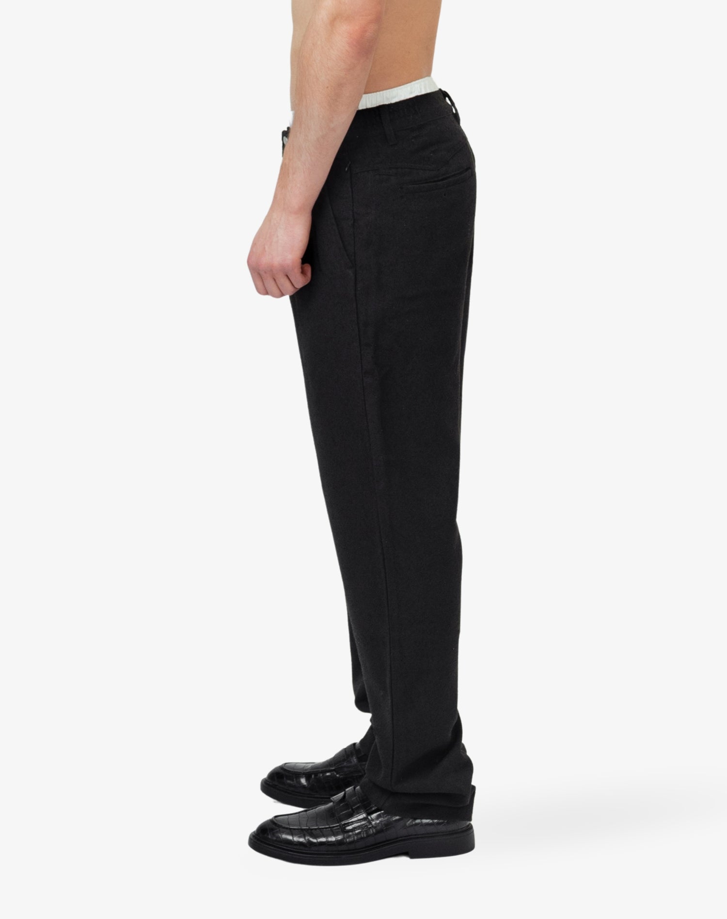[#206] : Straight Trousers - Lint Black - S
