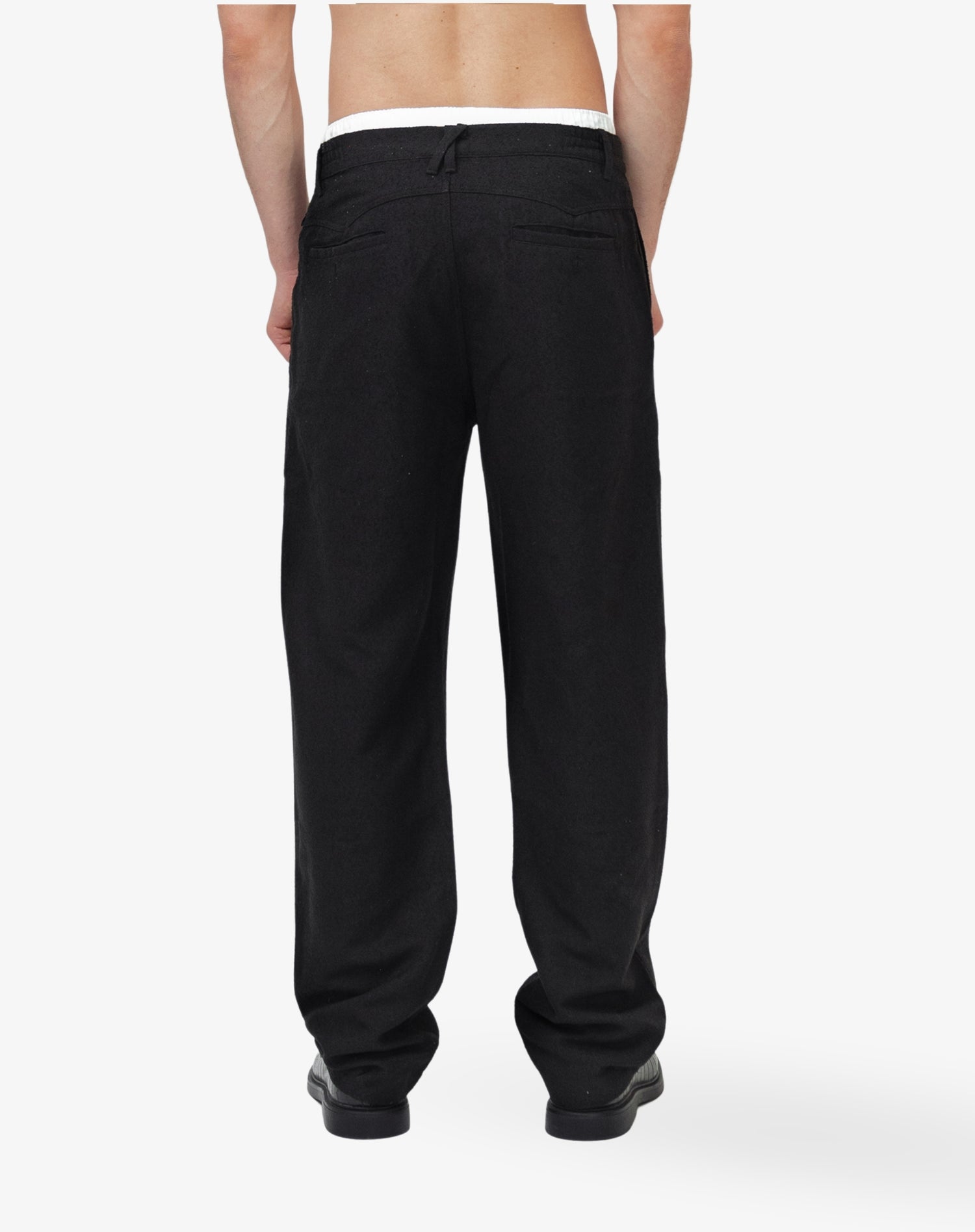 [#206] : Straight Trousers - Lint Black - S
