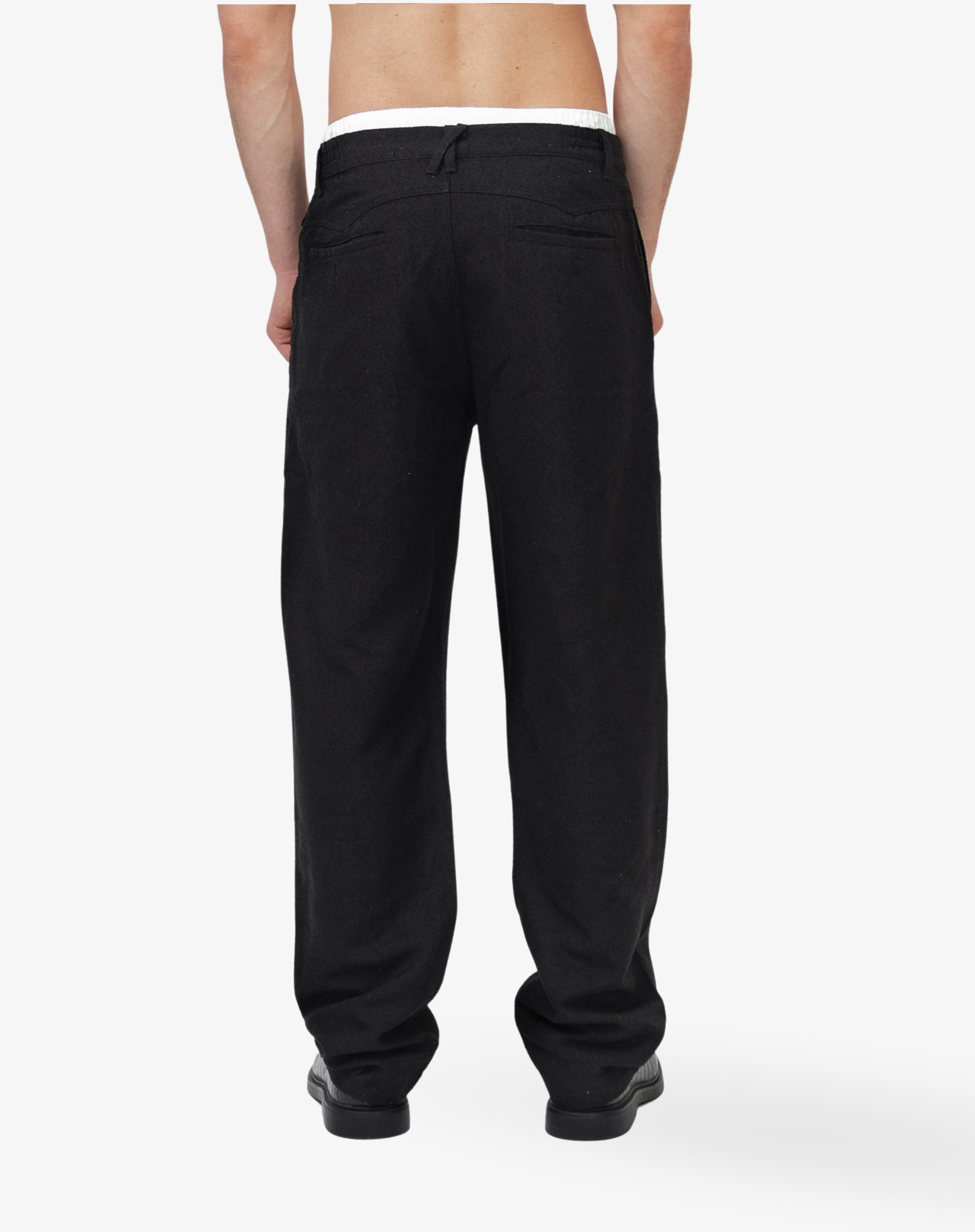[#206] : Straight Trousers - Lint Black - S