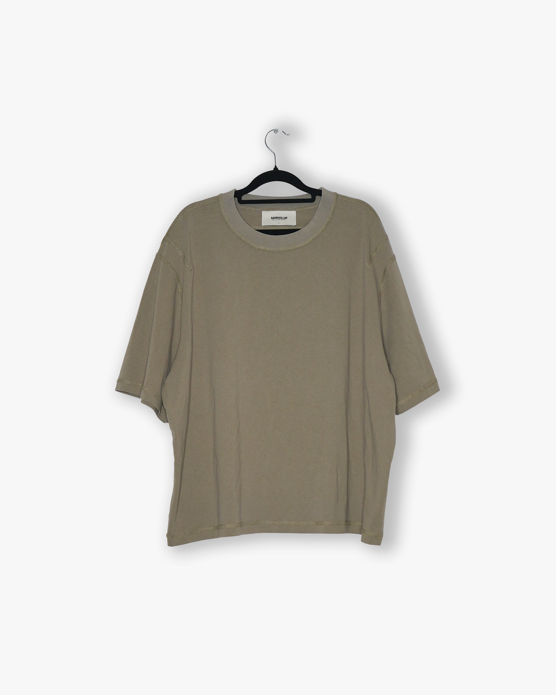 [#59] : Cropped Oversized T-Shirt – Taupe – L