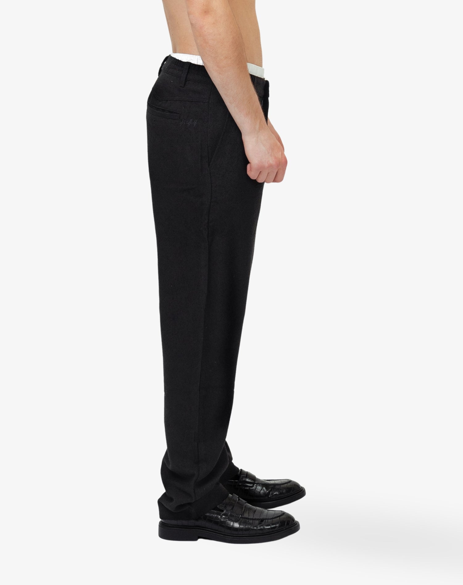 [#206] : Straight Trousers - Lint Black - S