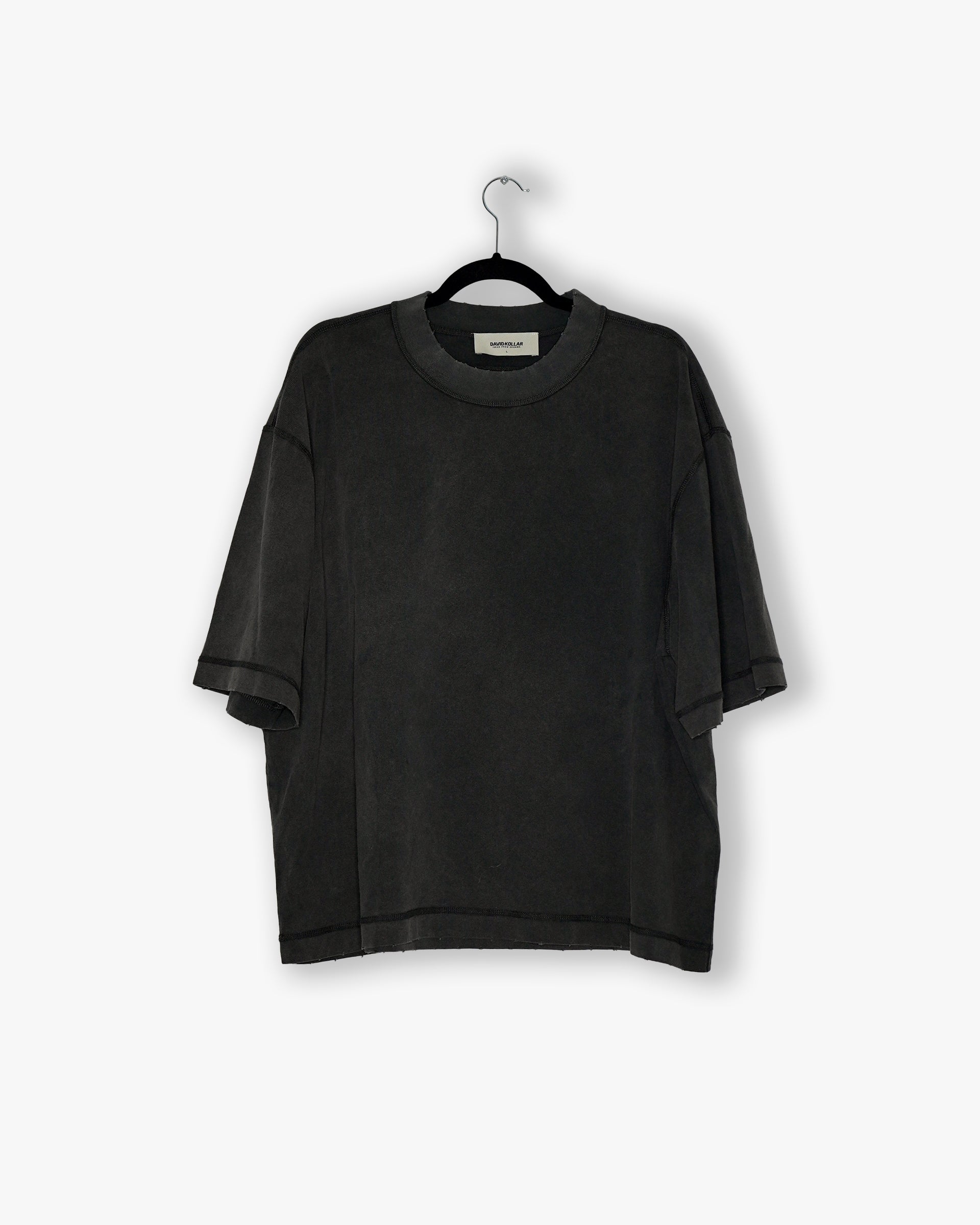 [#65] : Cropped Oversized T-Shirt – Caviar Black – L
