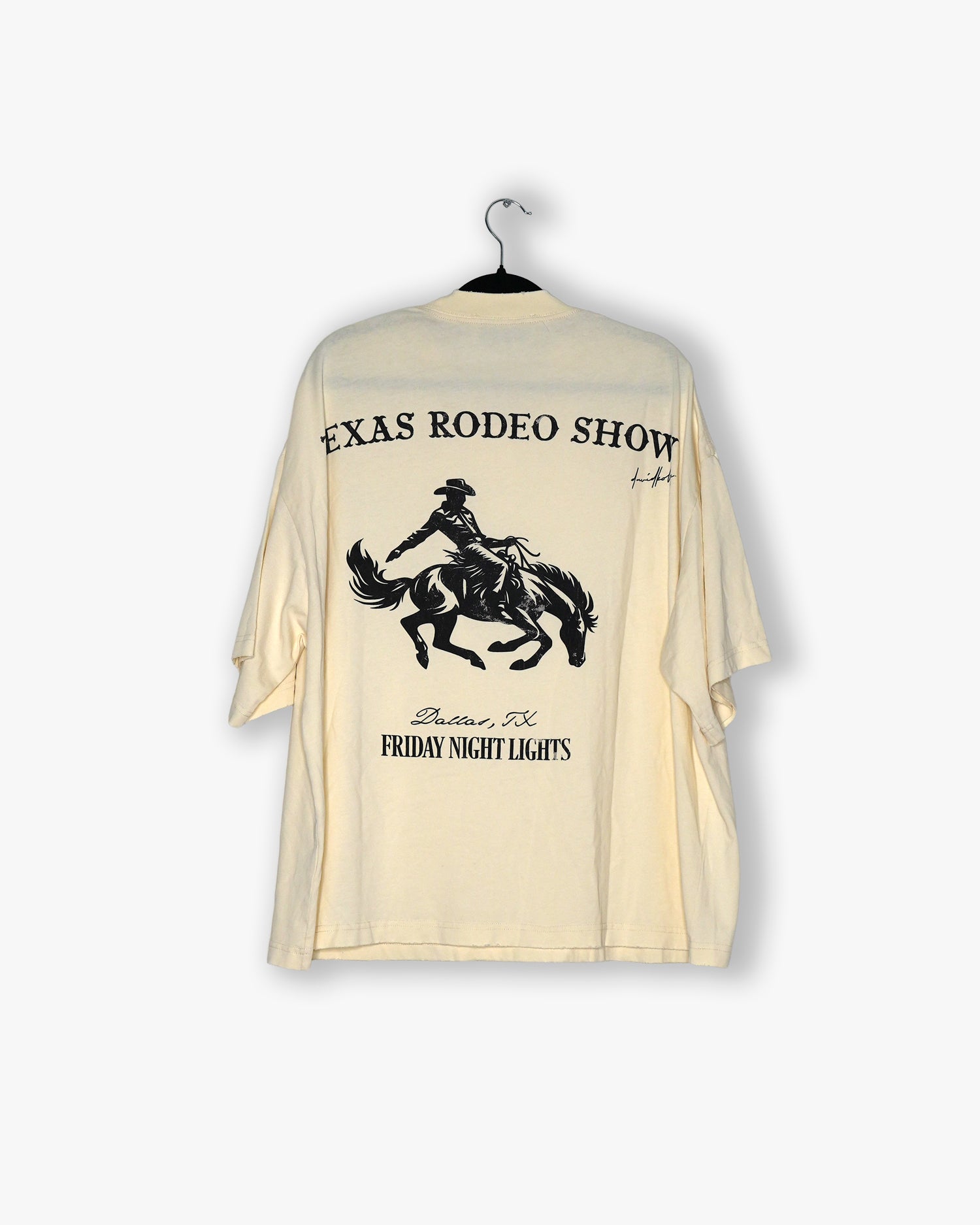 [#68] : Friday Night Lights Cropped Vintage Oversized Tee – Off White – L