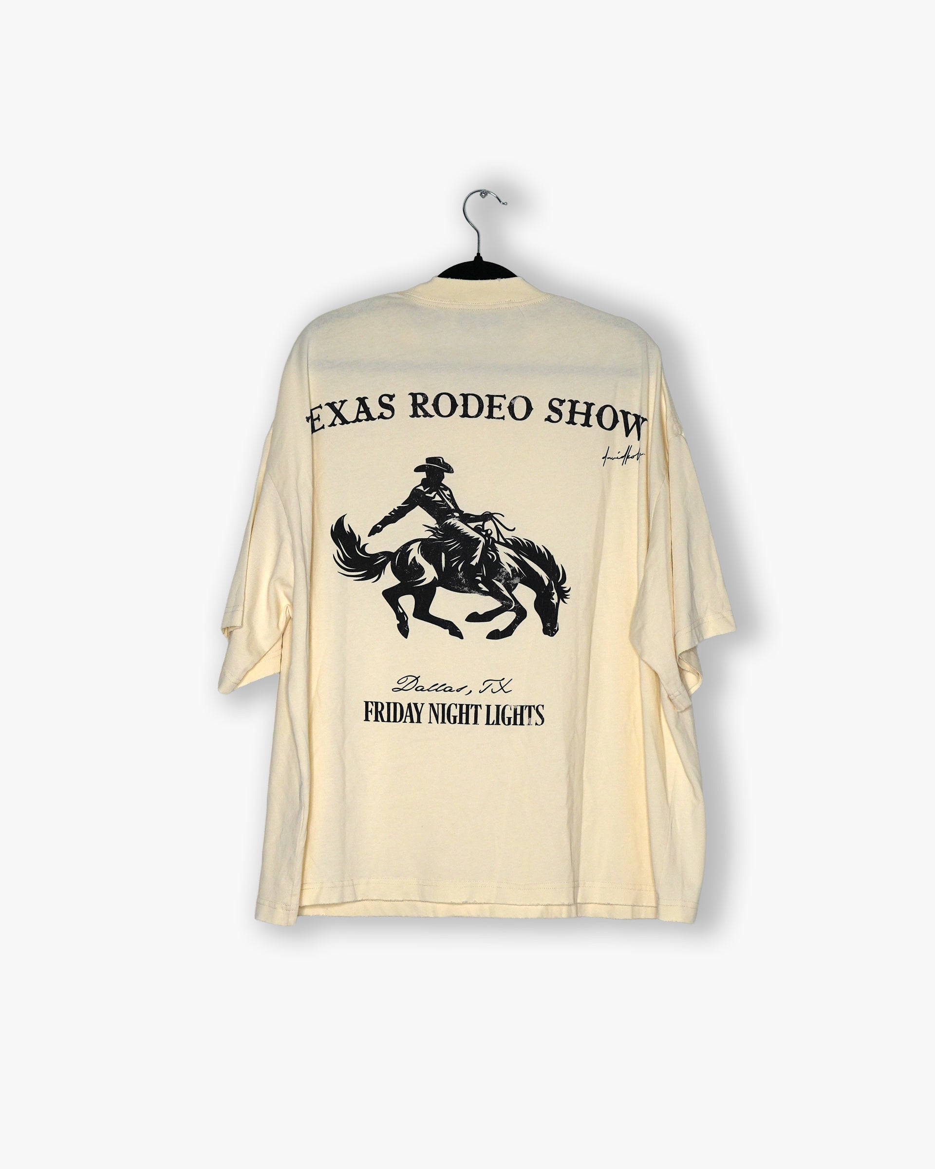 [#68] : Friday Night Lights Cropped Vintage Oversized Tee – Off White – L