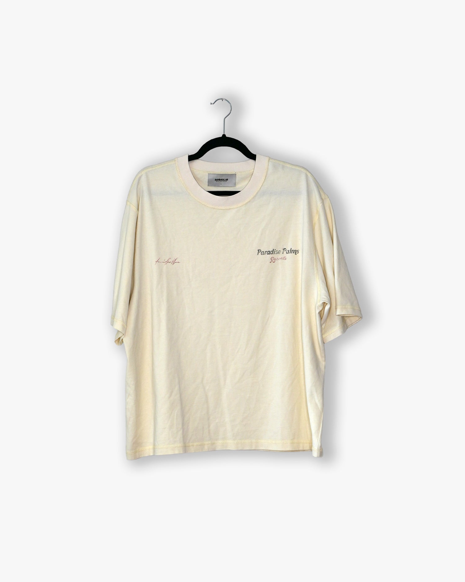 [#69] : Paradise Falls Cropped Vintage Oversized Tee – Off White – L