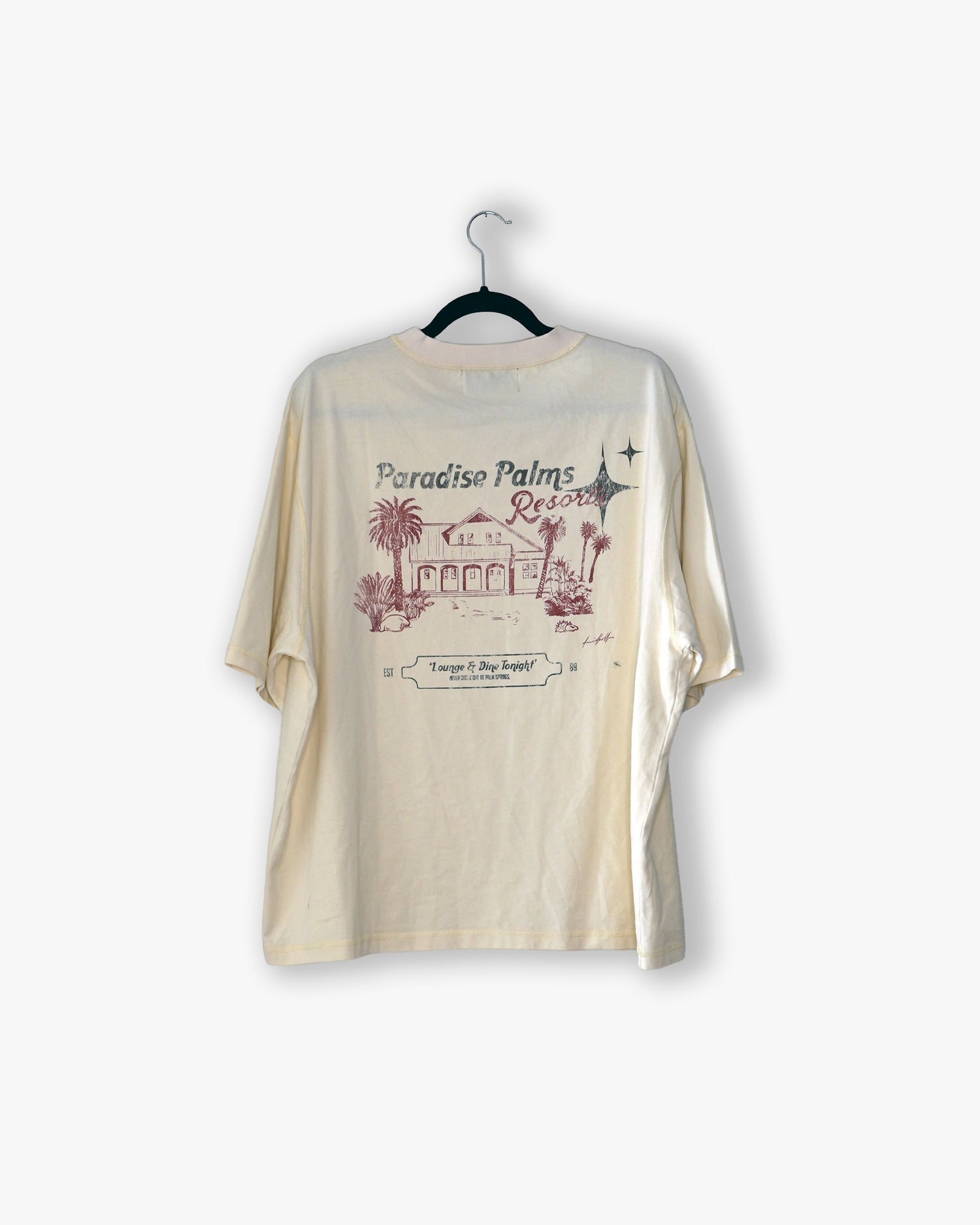 [#69] : Paradise Falls Cropped Vintage Oversized Tee – Off White – L