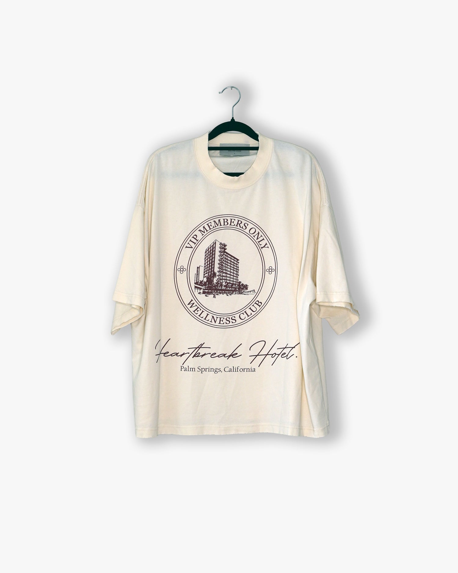 [#73] : Heartbreak Hotel Cropped Vintage Oversized Tee – Off White – L