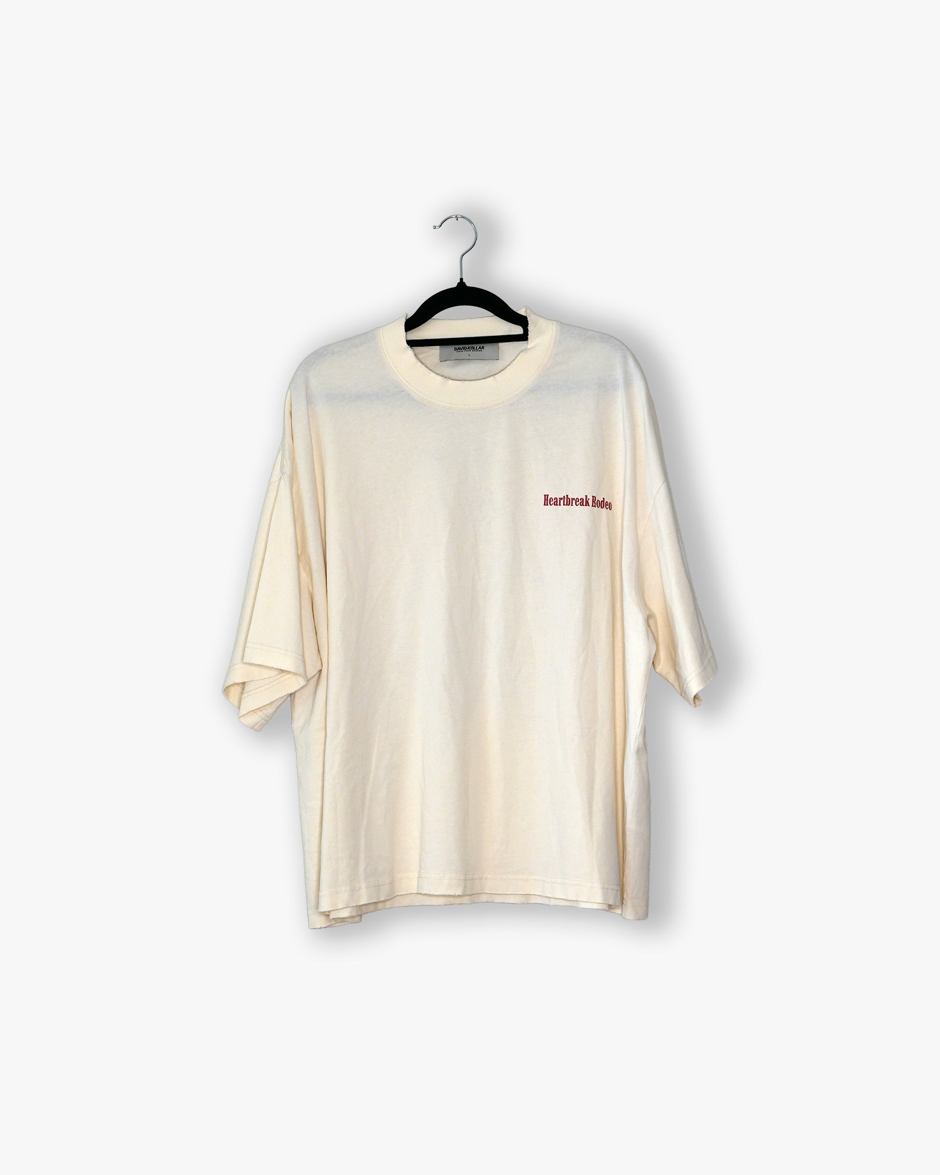 [#74] : Heartbreak Rodeo Cropped Vintage Oversized Tee – Off White – L