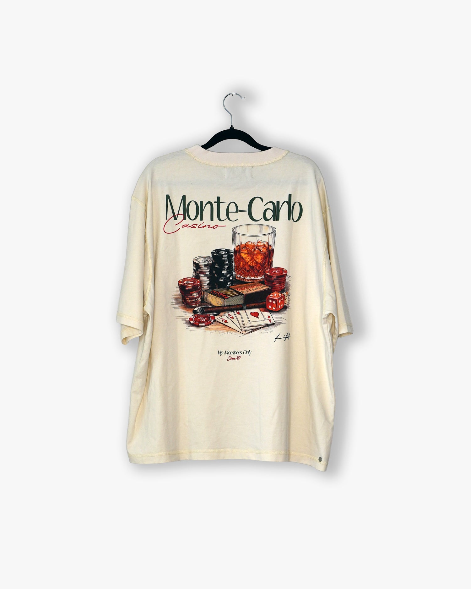 [#76] : Monte Carlo Cropped Vintage Oversized Tee – Off White – L