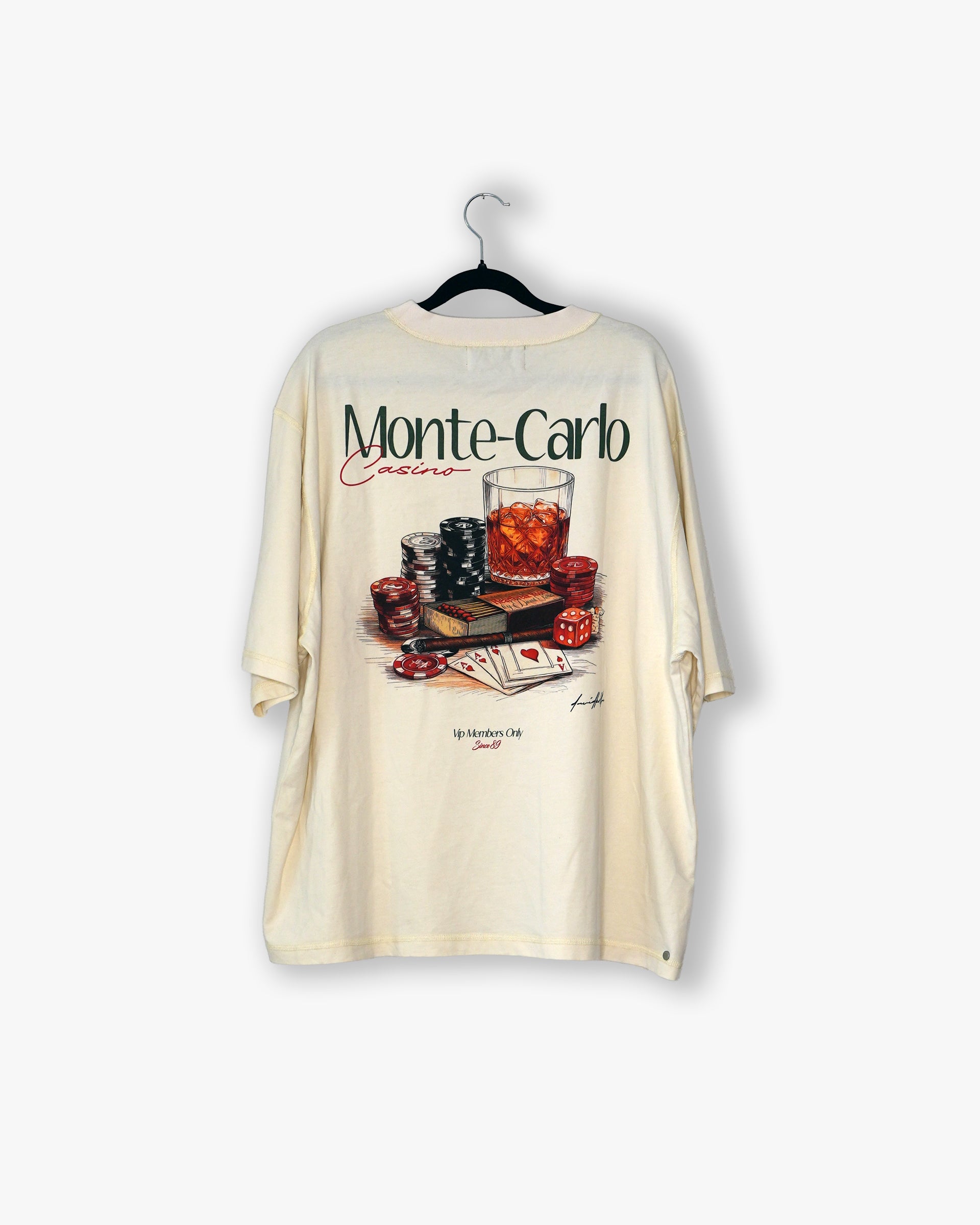 [#76] : Monte Carlo Cropped Vintage Oversized Tee – Off White – L